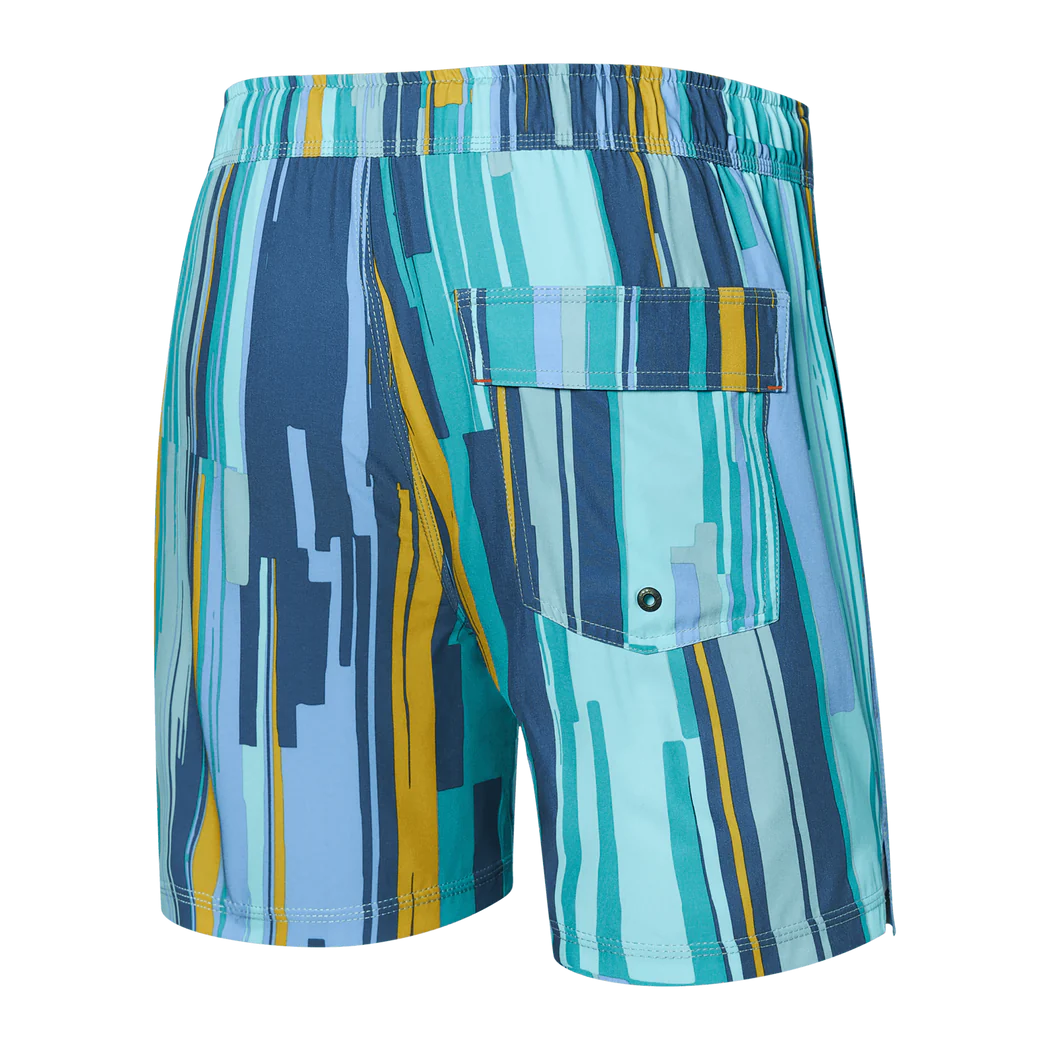 SAXX - Oh Bouy Swim Shorts 5" in Soft Stripe- Aqua Splash