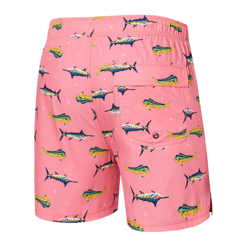 SAXX - Oh Bouy Swim Shorts 5" in Trophy Catch- Flamingo