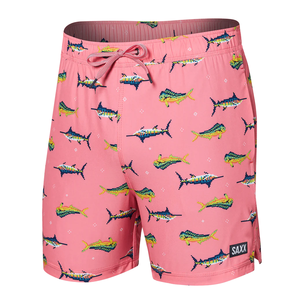 SAXX - Oh Bouy Swim Shorts 5" in Trophy Catch- Flamingo