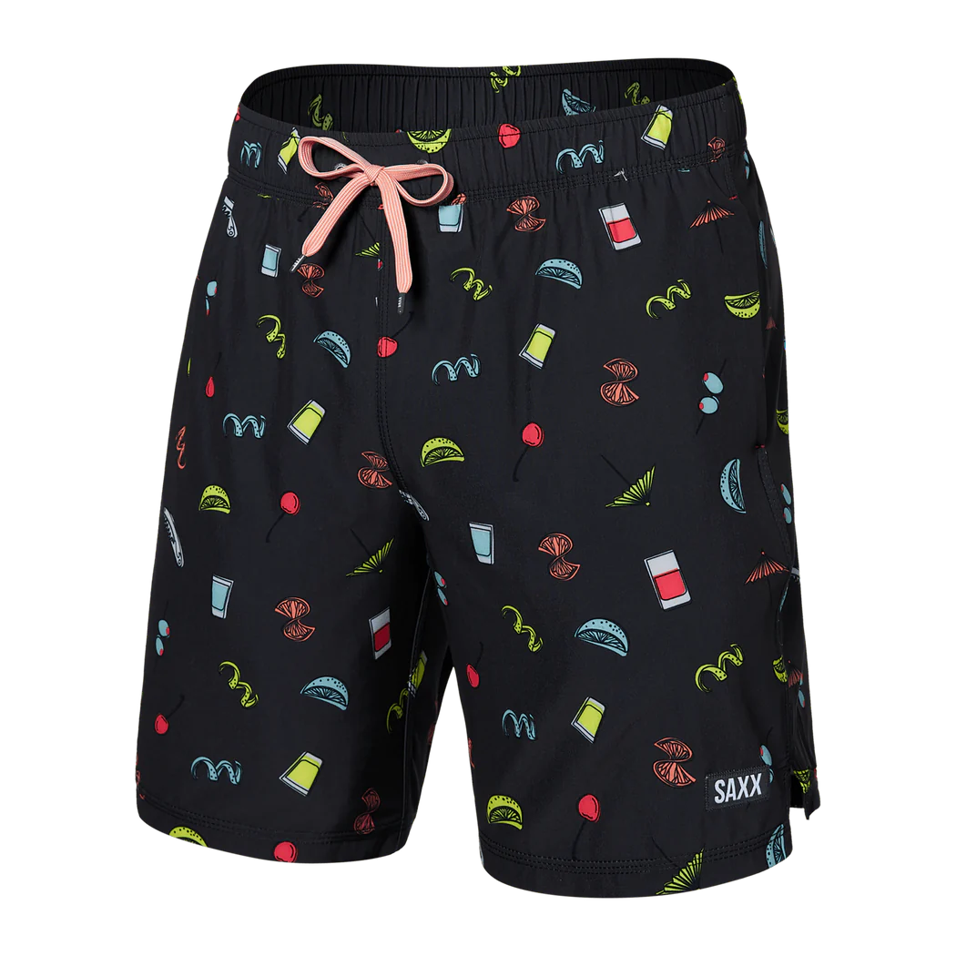 SAXX - Oh Bouy Swim Shorts 7" in Twists and Shots-Faded Blk