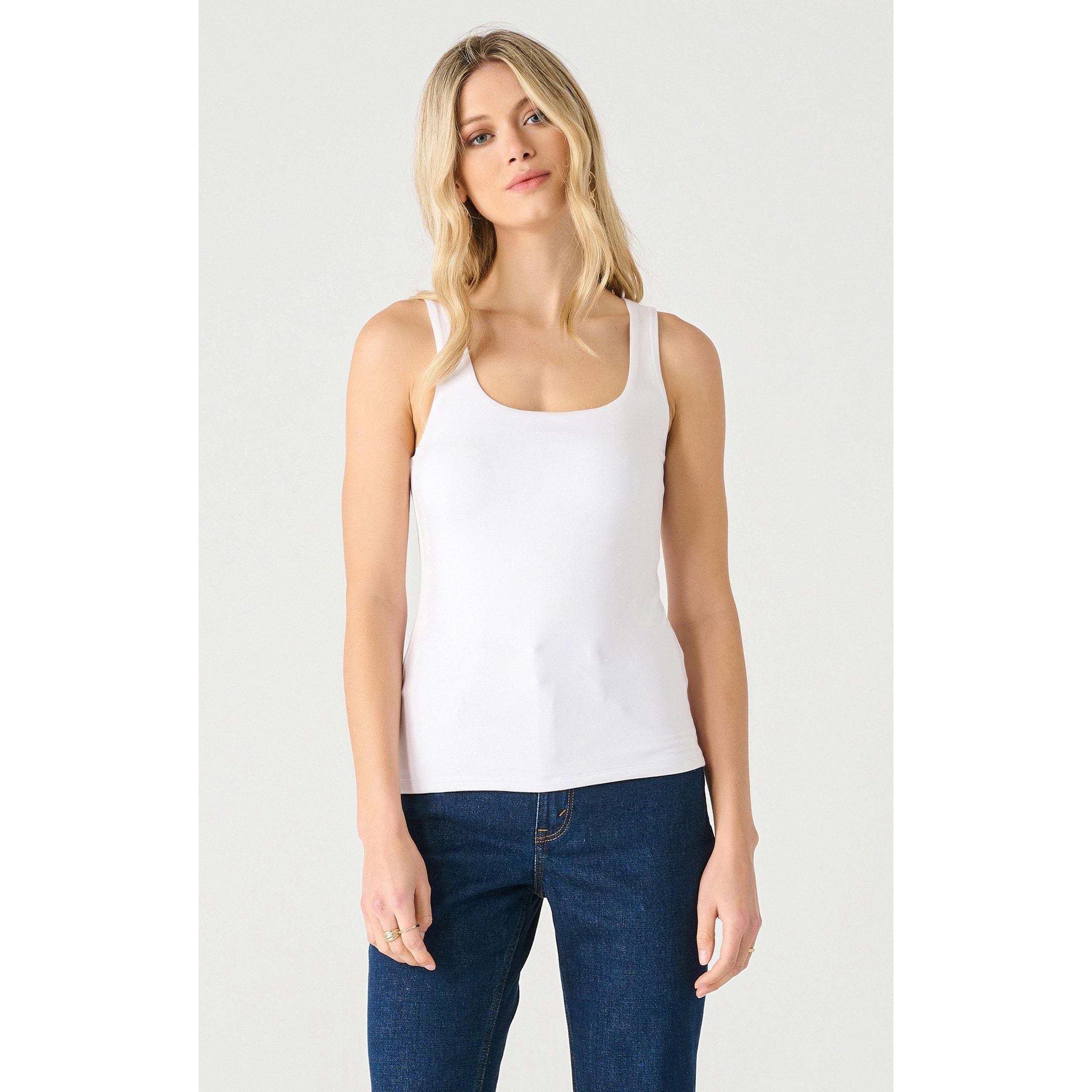 Dex - Square Neck Tank in White