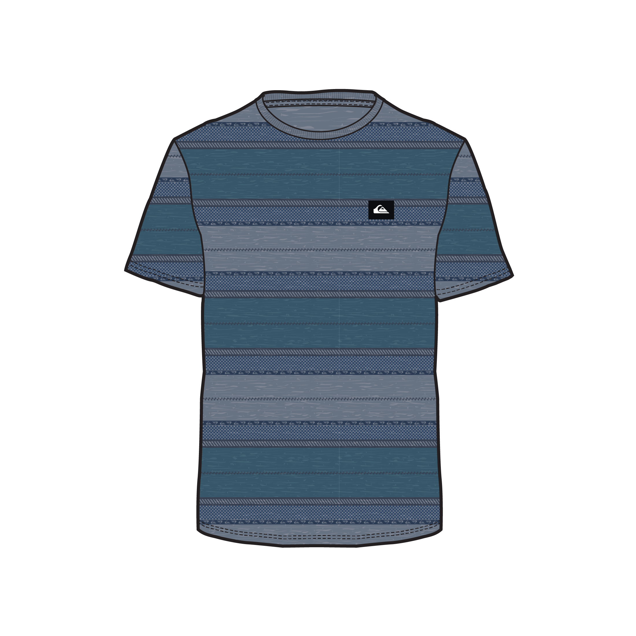 Quicksilver - Flint Stone T-Shirt in Faded Stripe