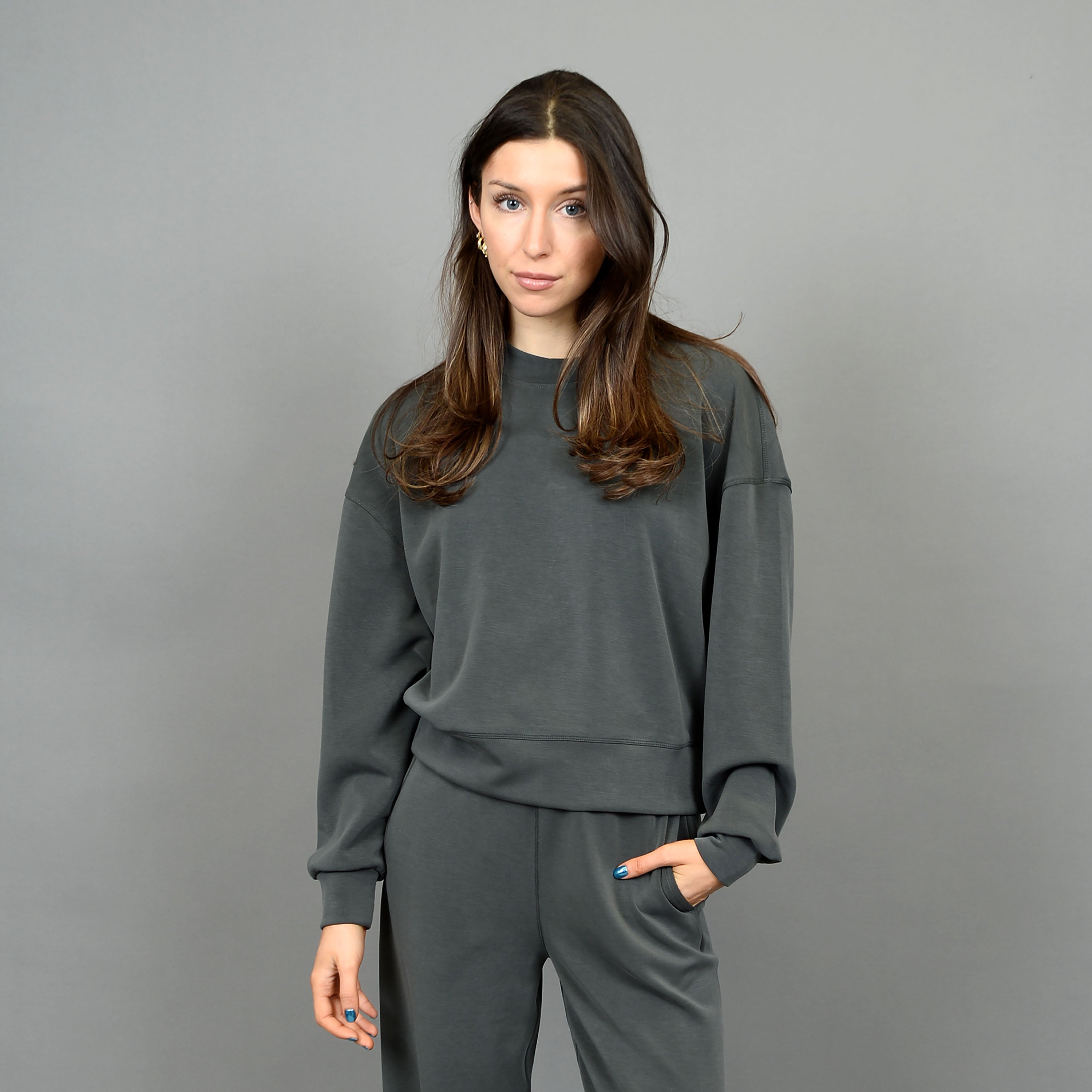 RD Style - Lucie Super Soft Modal Pullover in Dark Ivy