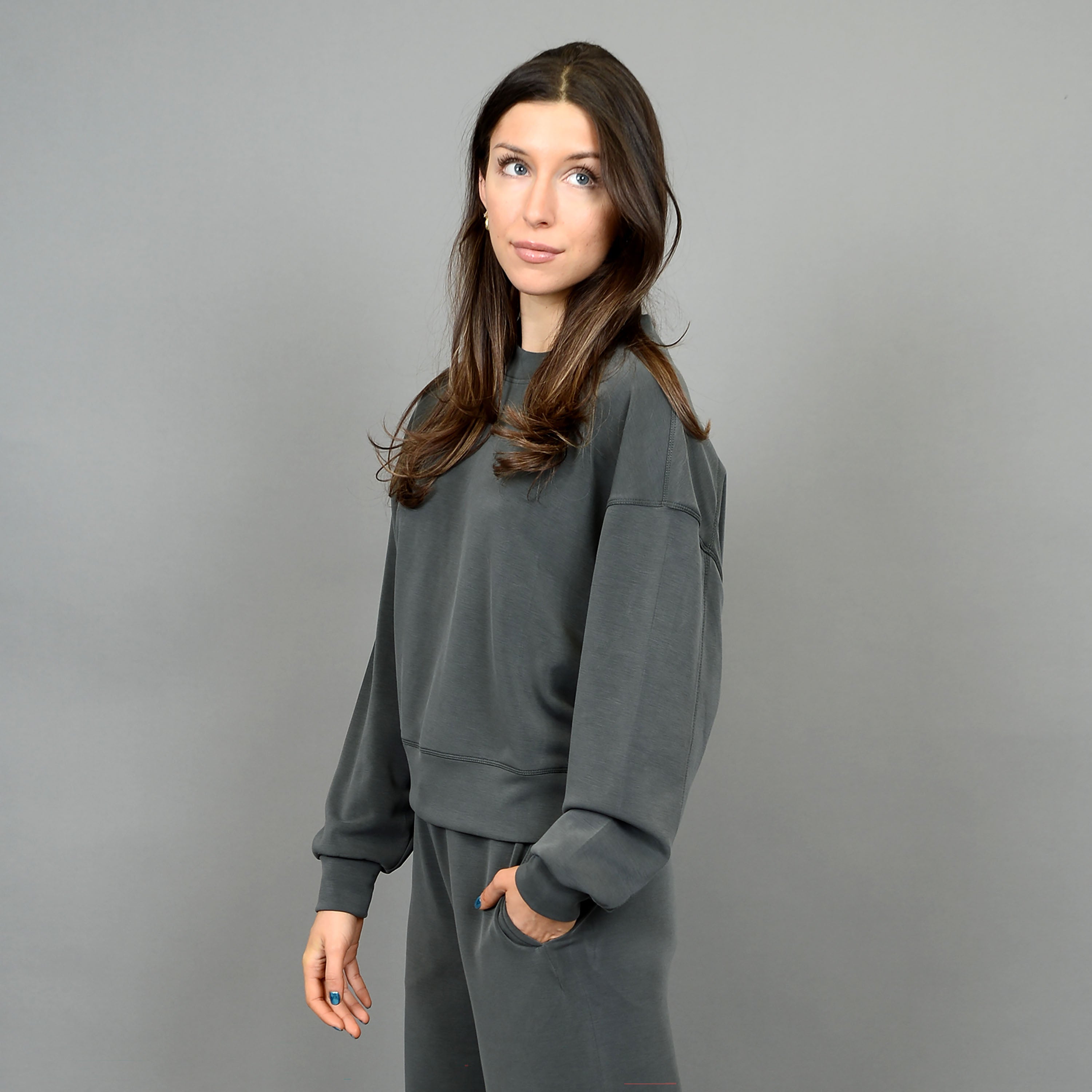 RD Style - Lucie Super Soft Modal Pullover in Dark Ivy