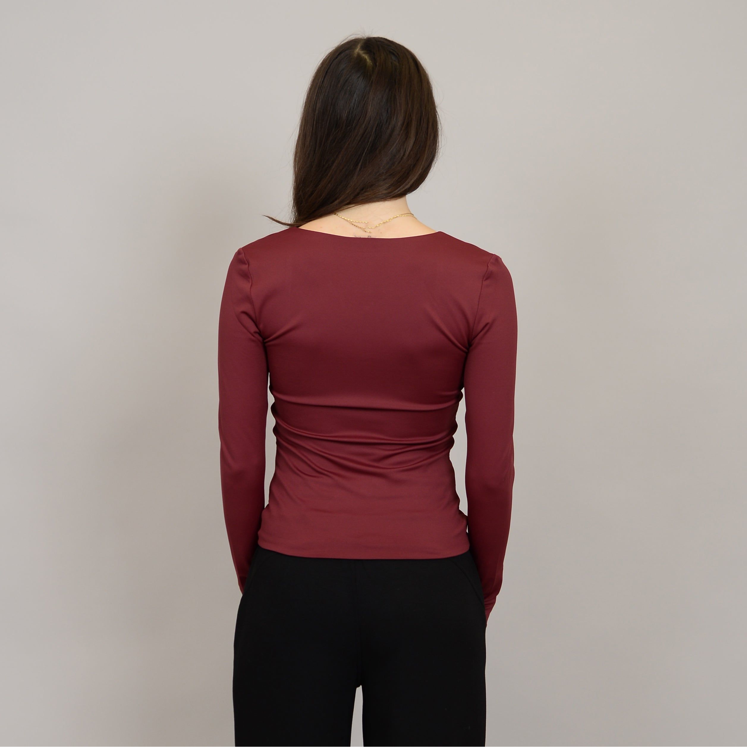 RD Style - Sanna Sweatheart Neck Long Sleeve in Oxblood