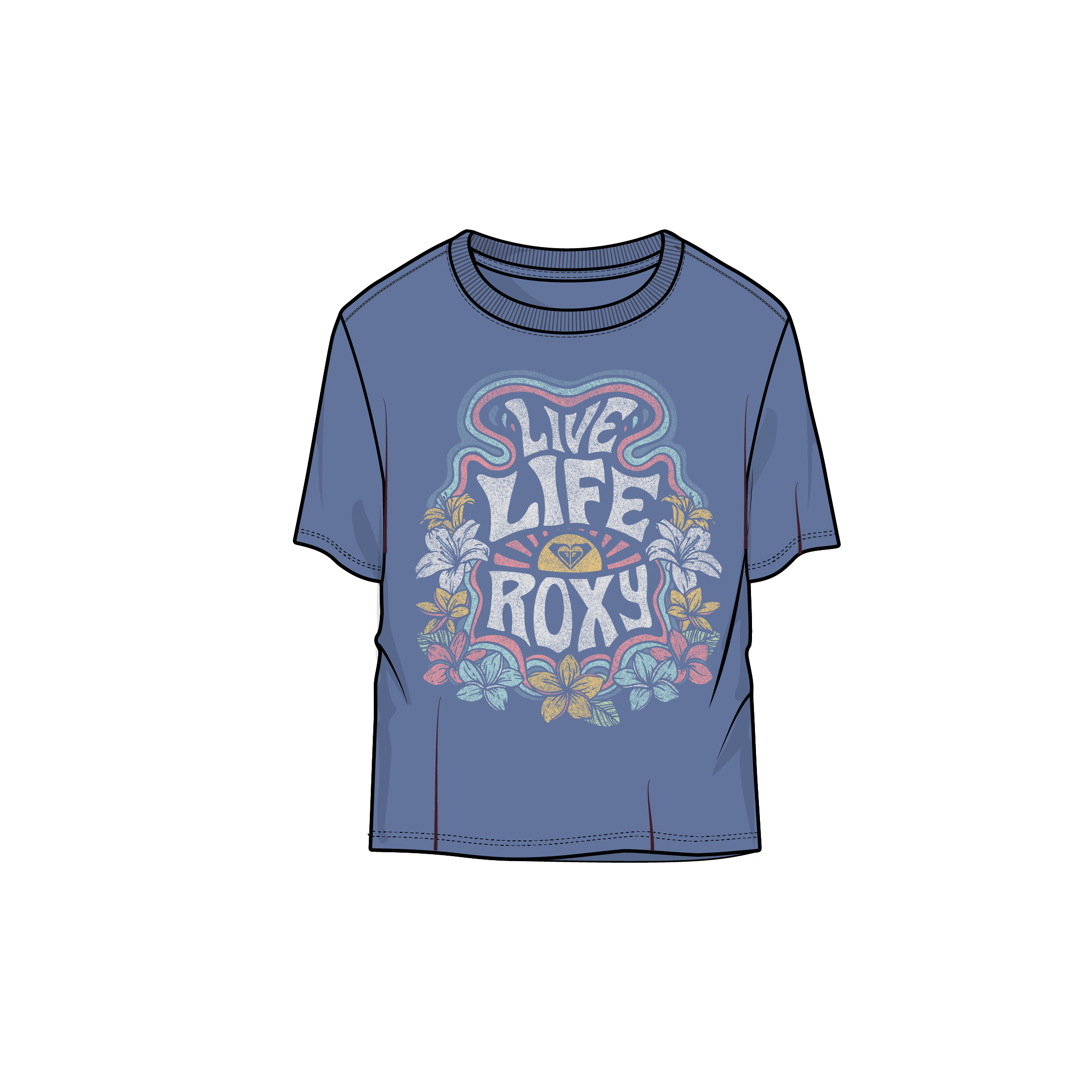 Roxy - Little Girls Live Roxy T-Shirt in Coastal Blue