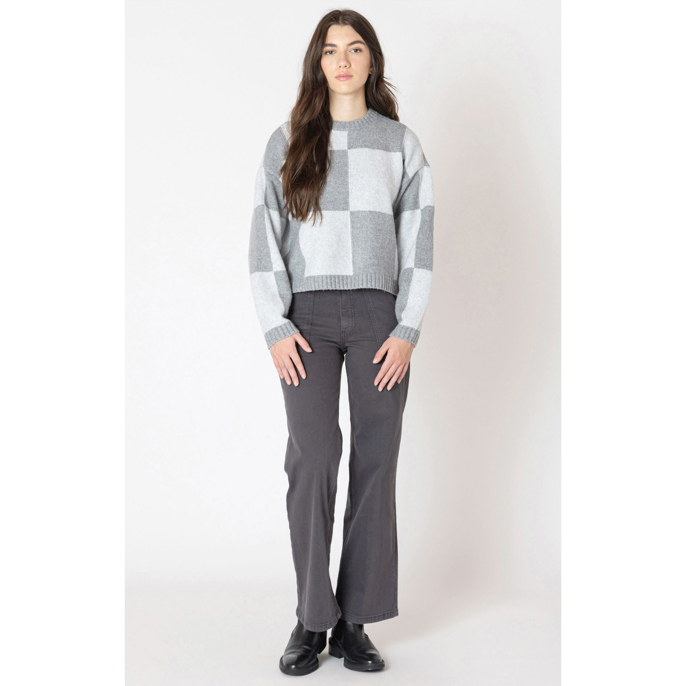 Dex - Colour Block Sweater in Heather Grey
