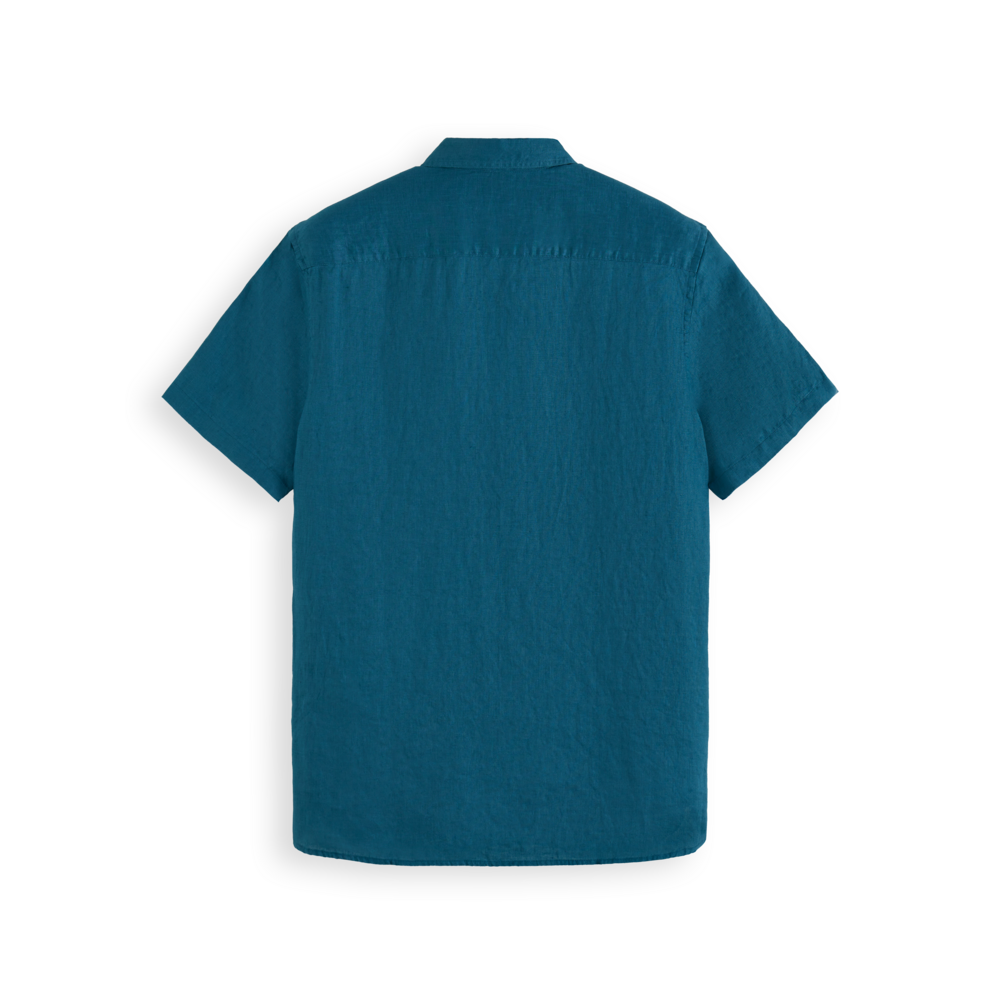 Scotch & Soda - Short Sleeve Linen Shirt in Harbour Blue