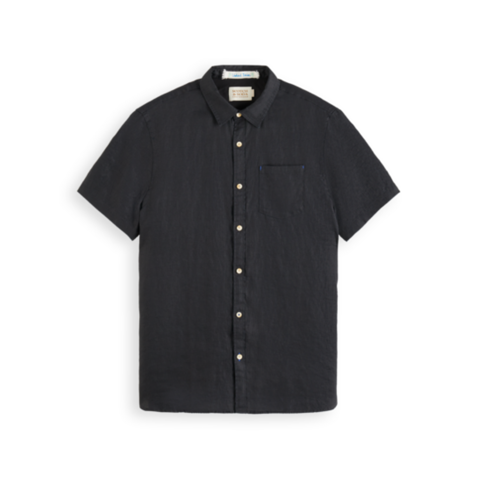 Scotch & Soda - Short Sleeve Linen Shirt in Black