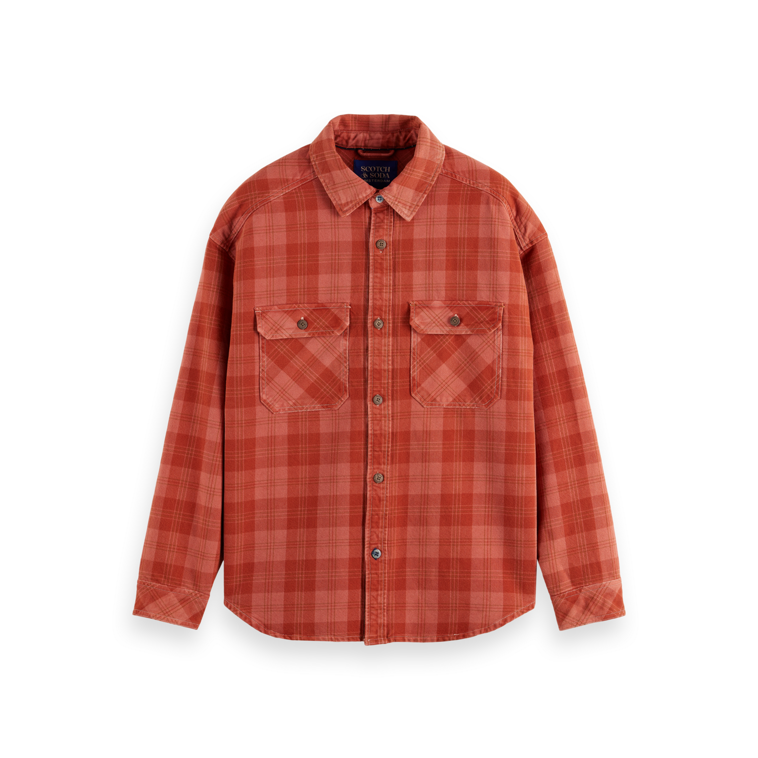 Scotch & Soda - Washed Denim Checked Overshirt in Red Check