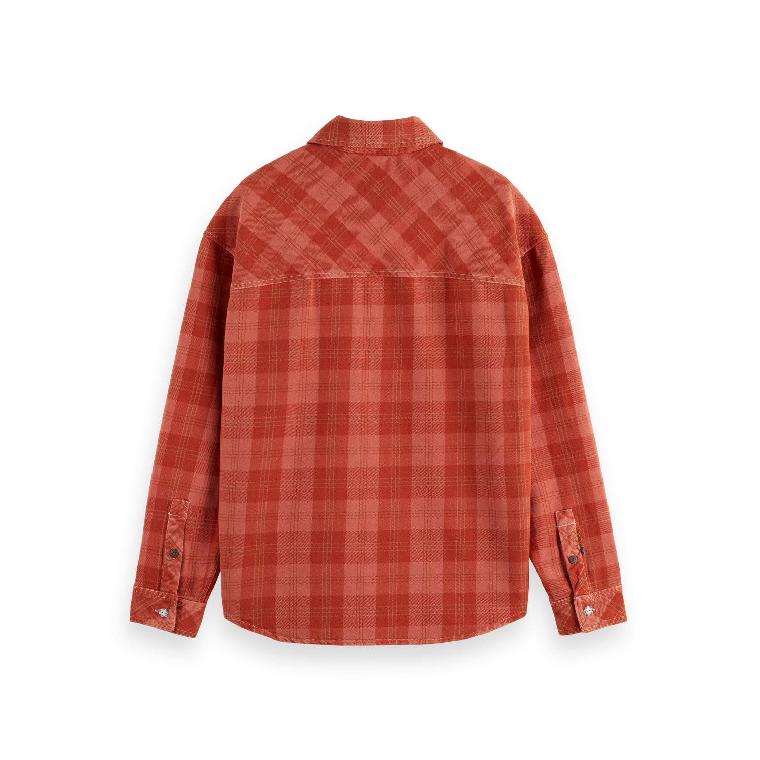 Scotch & Soda - Washed Denim Checked Overshirt in Red Check