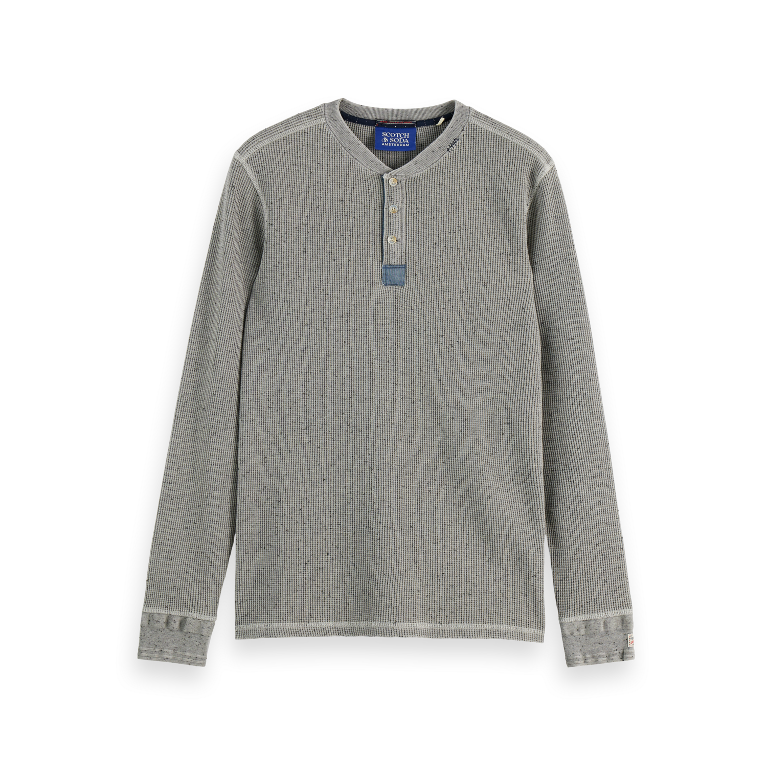 Scotch & Soda - Long Sleeve Chambray Henley in Grey Melange