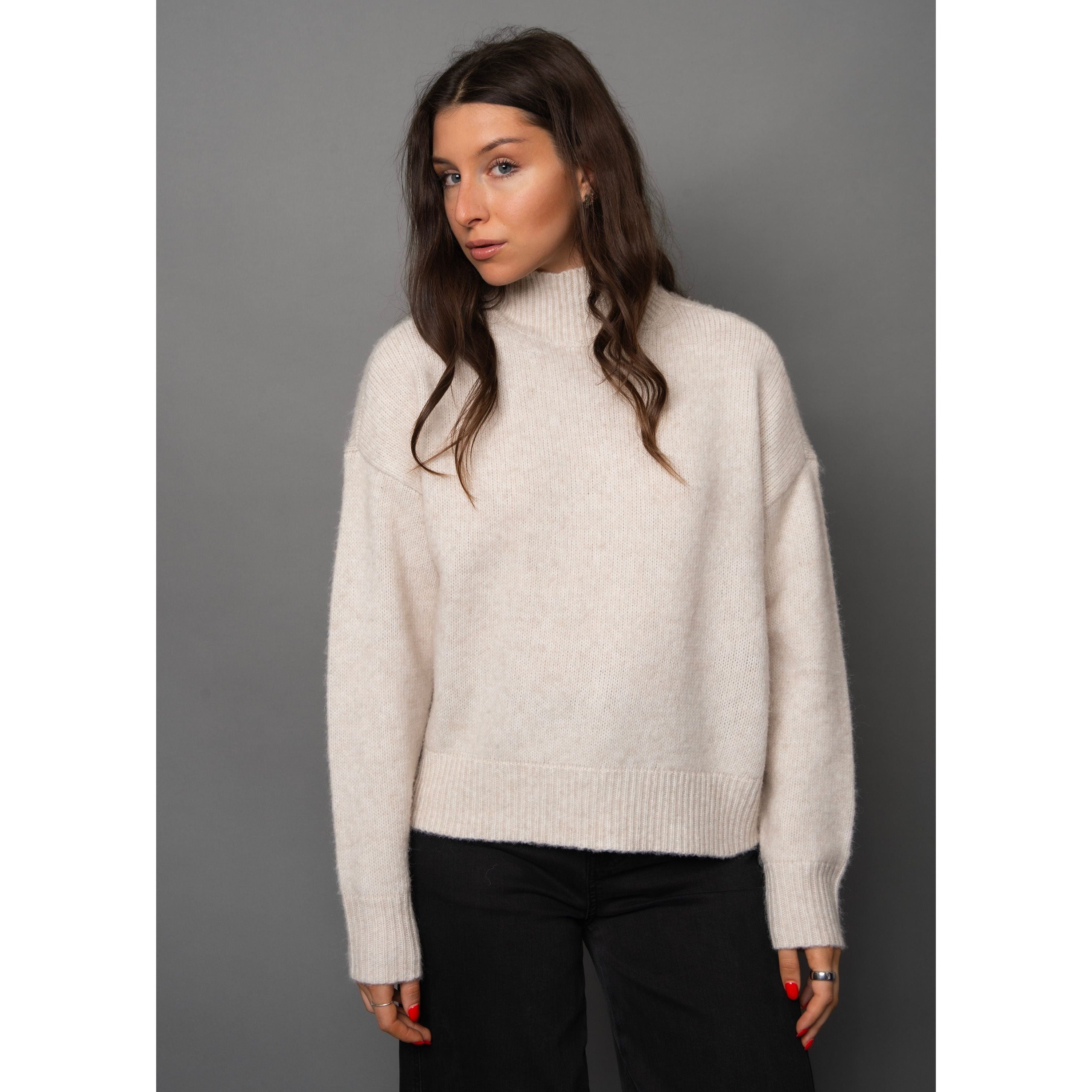 RD Style  - Louis Mock Neck Sweater in White Beach