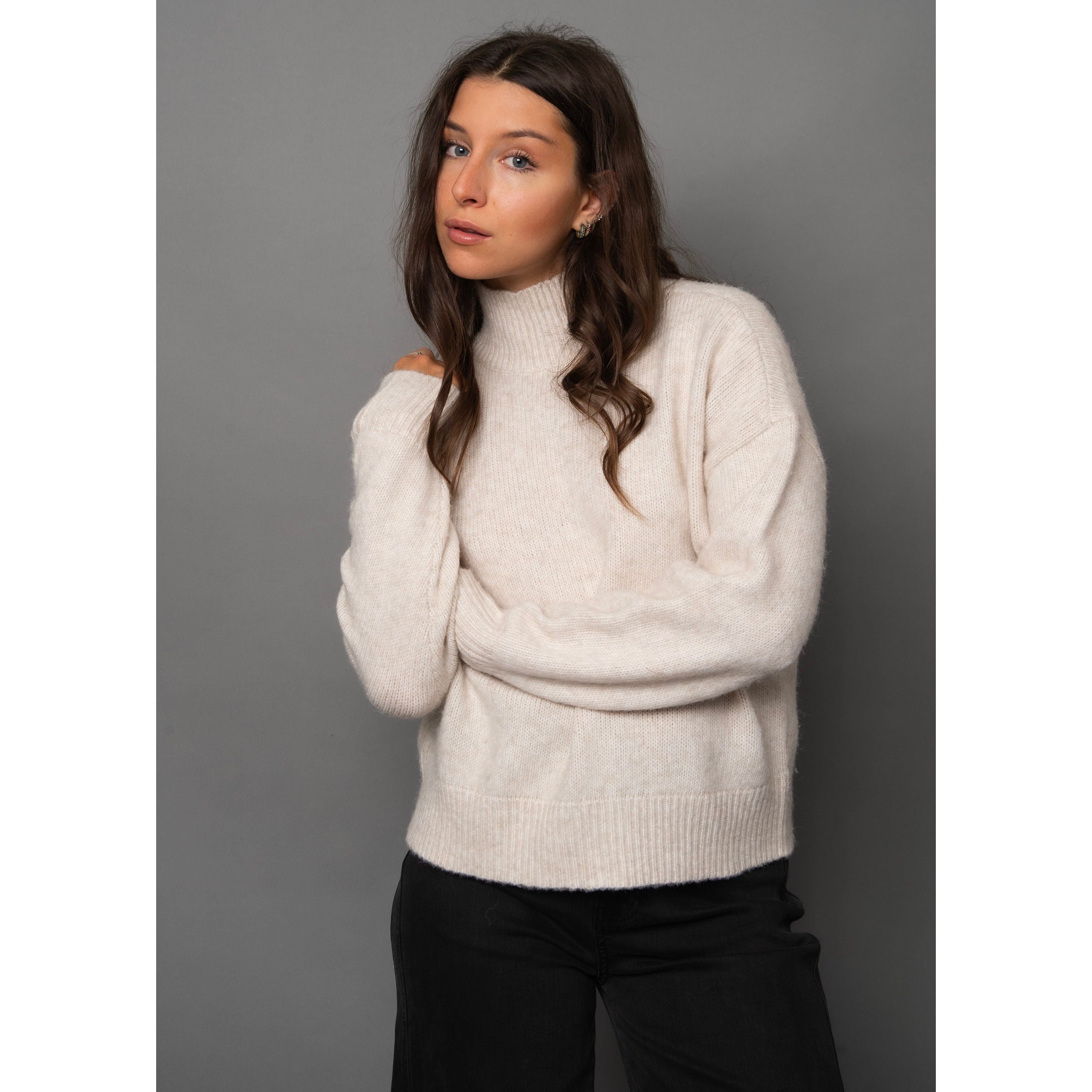 RD Style  - Louis Mock Neck Sweater in White Beach