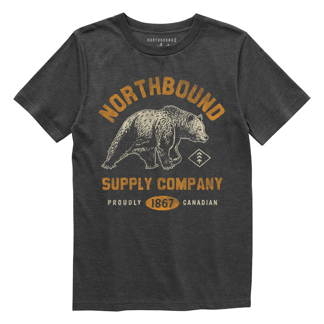 Northbound Kids - Grizzley Bear T-Shirt in Charcoal