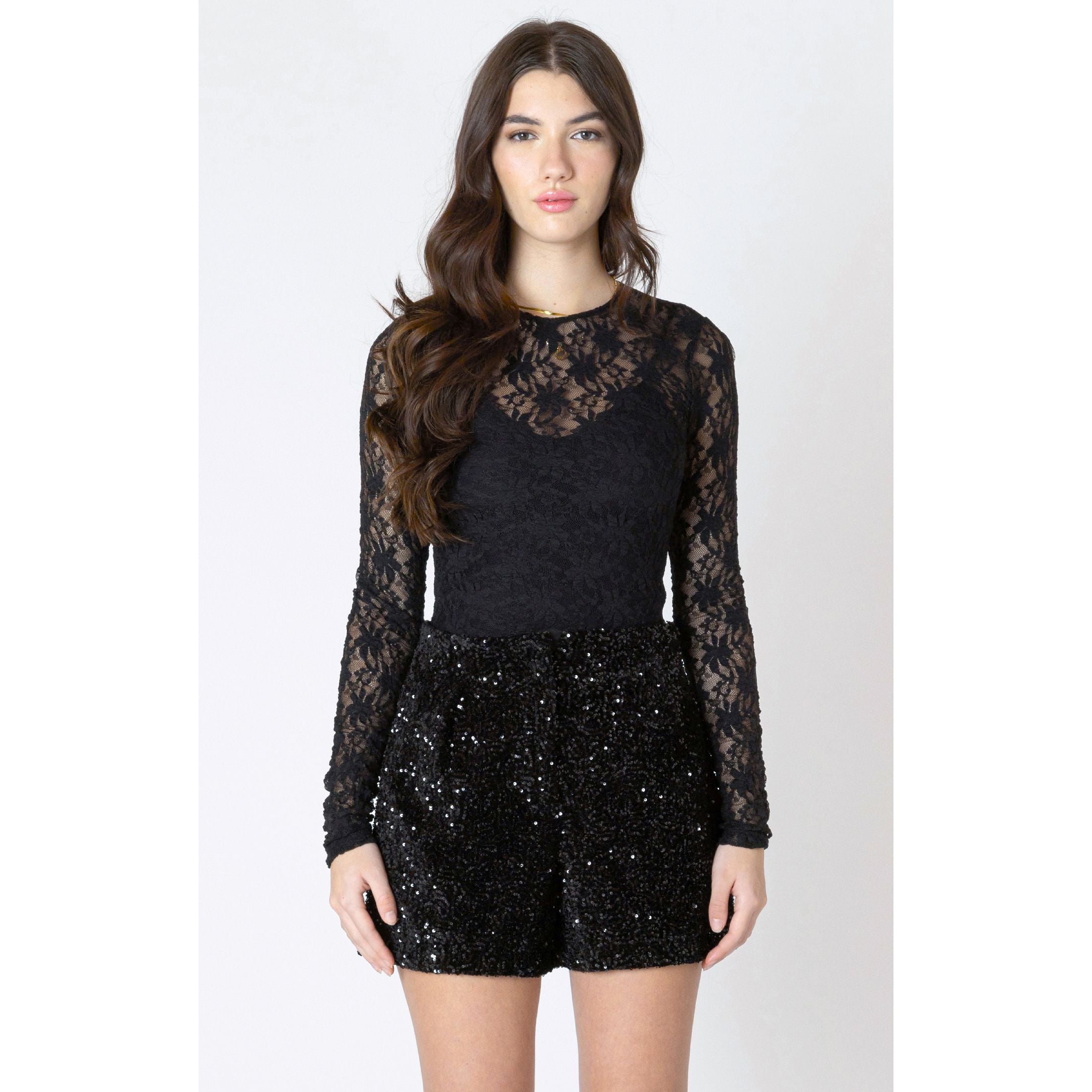 Dex - Stretch Lace Top in Black