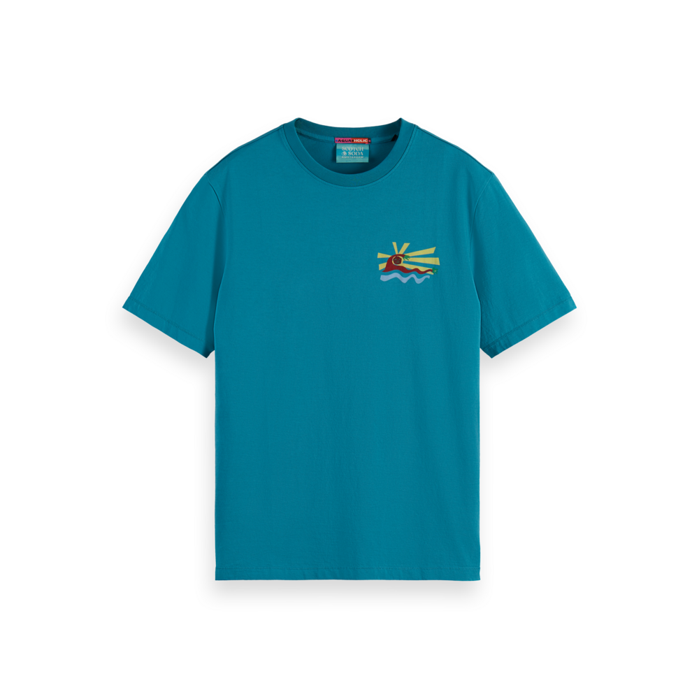 Scotch & Soda - Coral Reef Dip Dye Printed T-Shirt in Petrol Blue