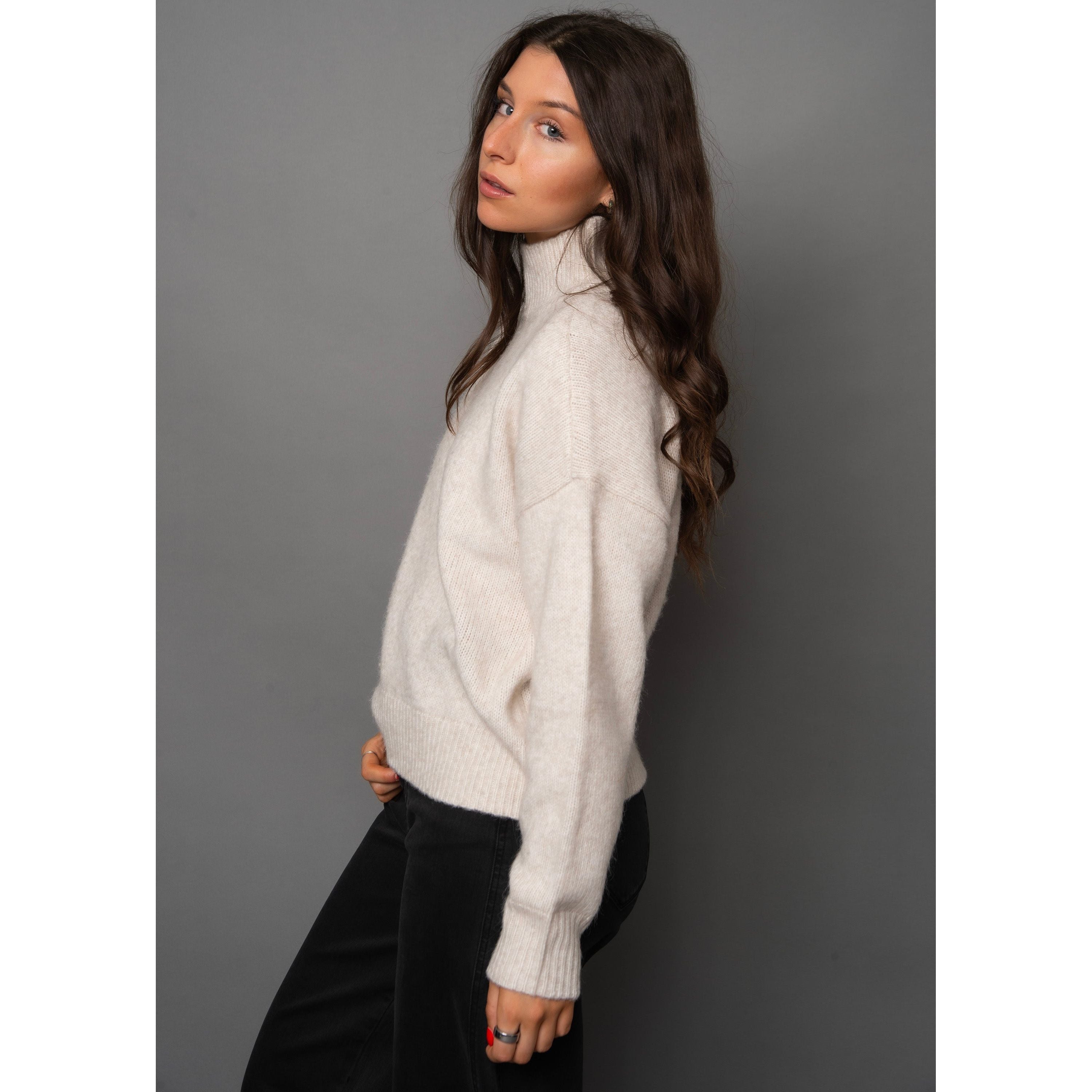 RD Style  - Louis Mock Neck Sweater in White Beach