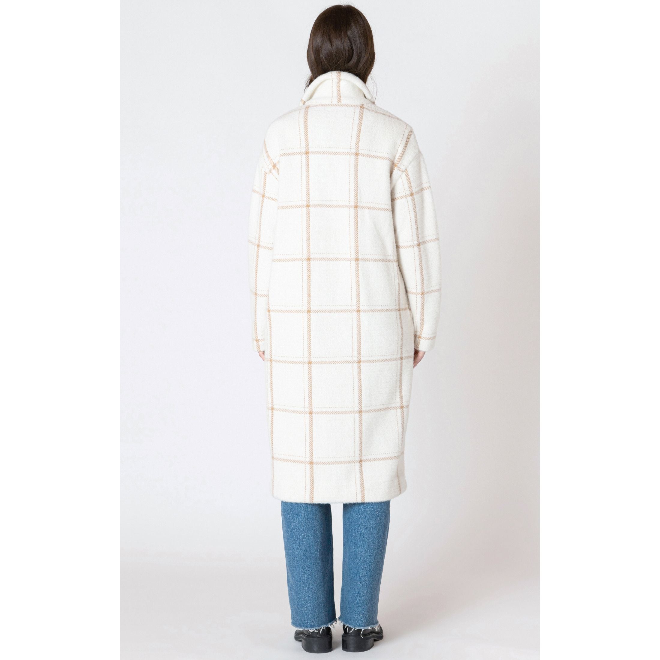Dex - Longline Sweater Coat in Cream/Mocha