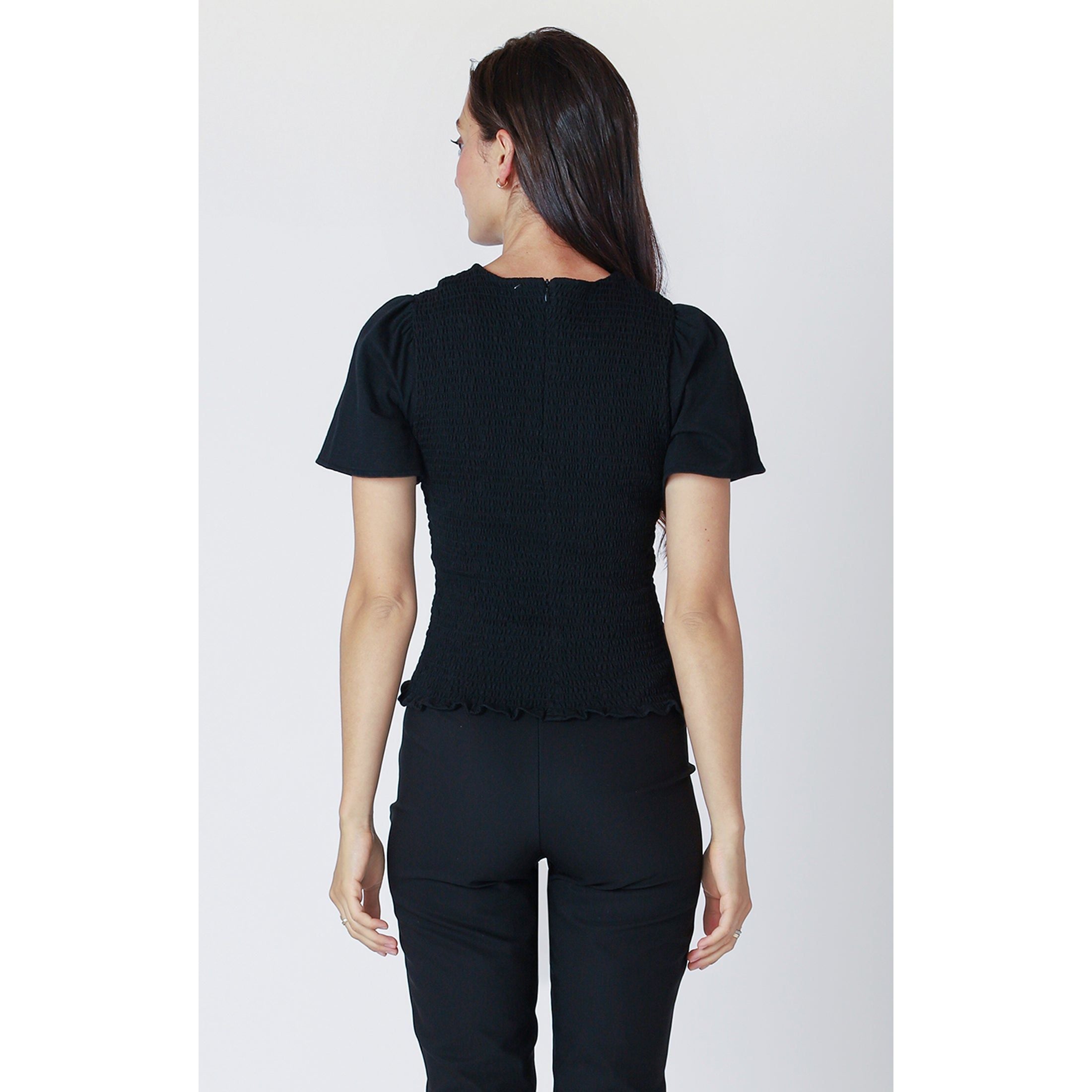 Dex - Smocked Top in Black