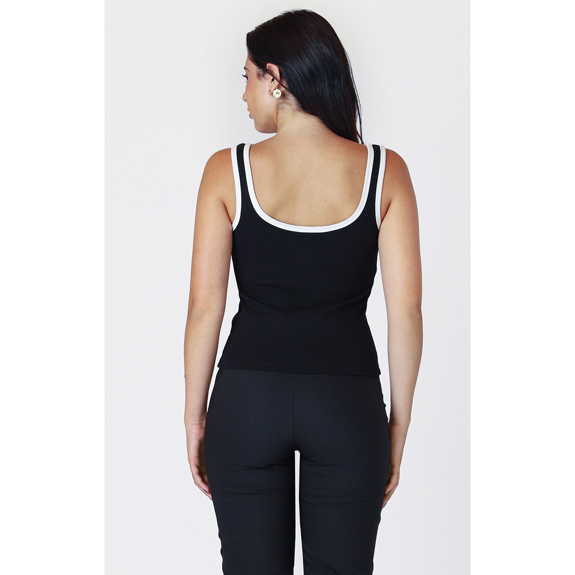 Dex - Contrast Trim Tank in Black