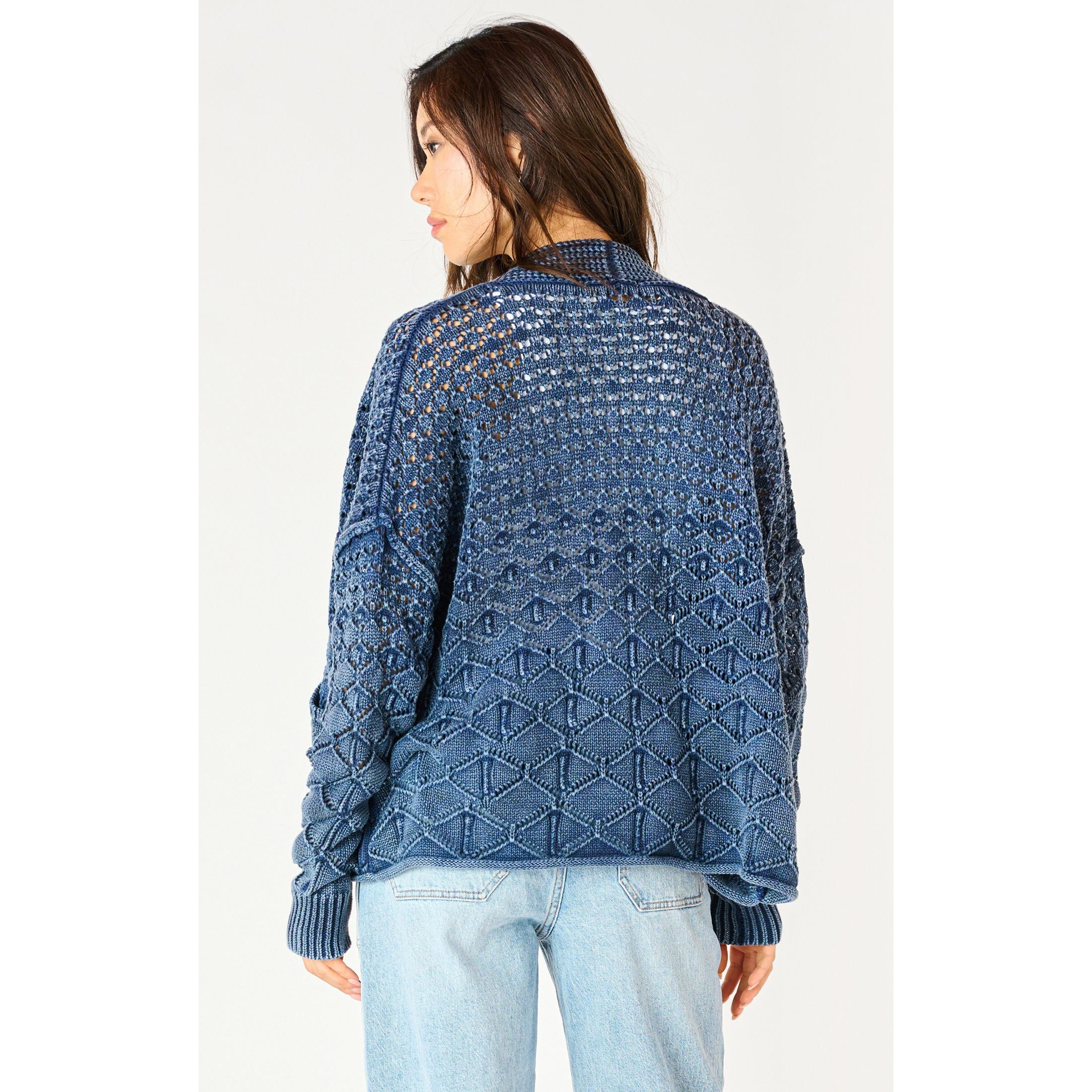 Dex - Relaxed Fit Cardigan in Washed Indigo