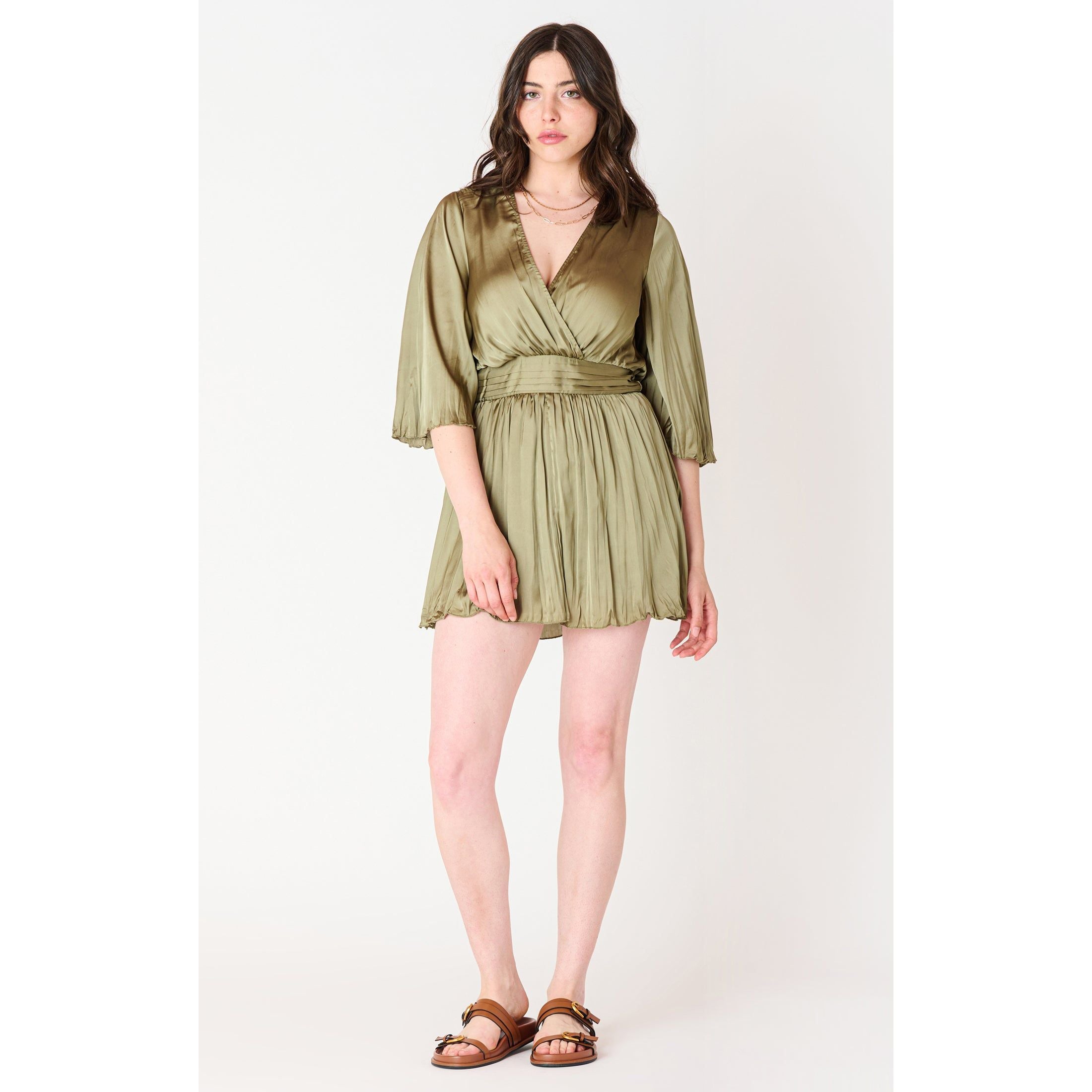 Dex - Belted Utility Midi Dress in Sage