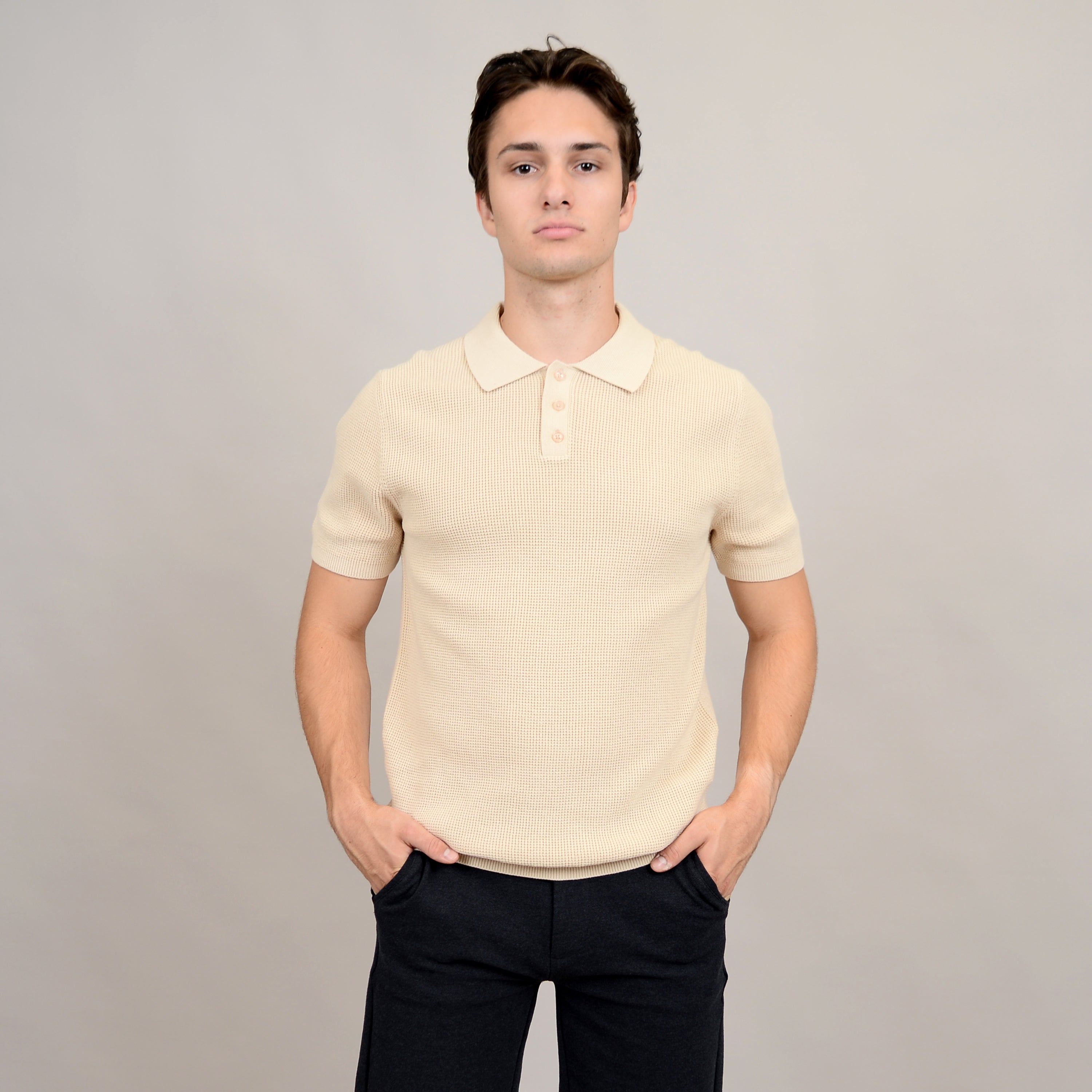 Hedge - Knit Polo in Ecru