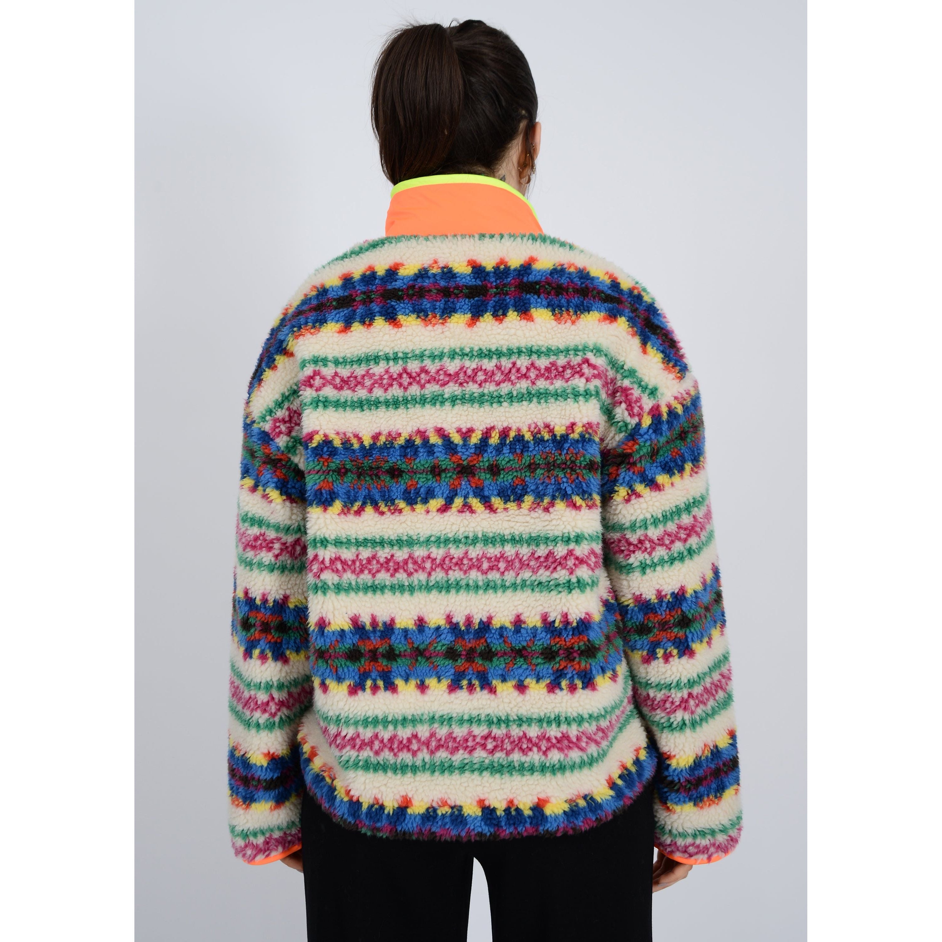 RD Style - Alta Sherpa 1/2 Zip Snap Front Pullover in Neon Multi
