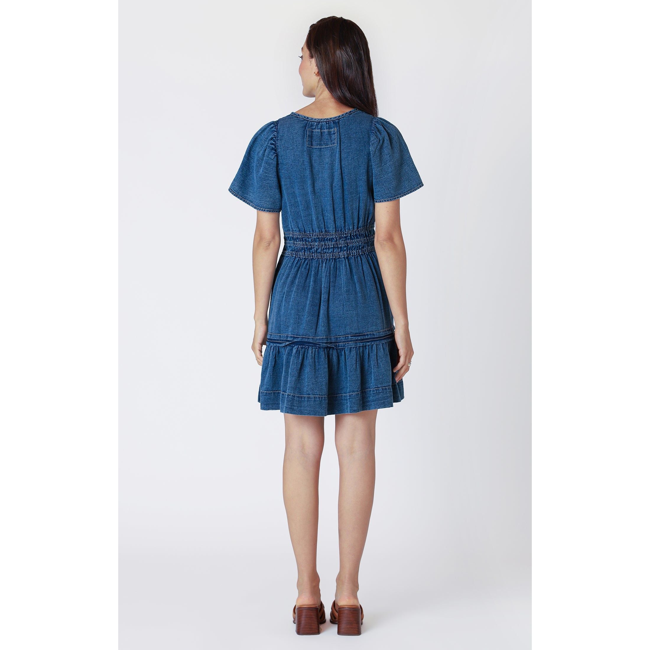 Dex - Textured Tier Denim Dress