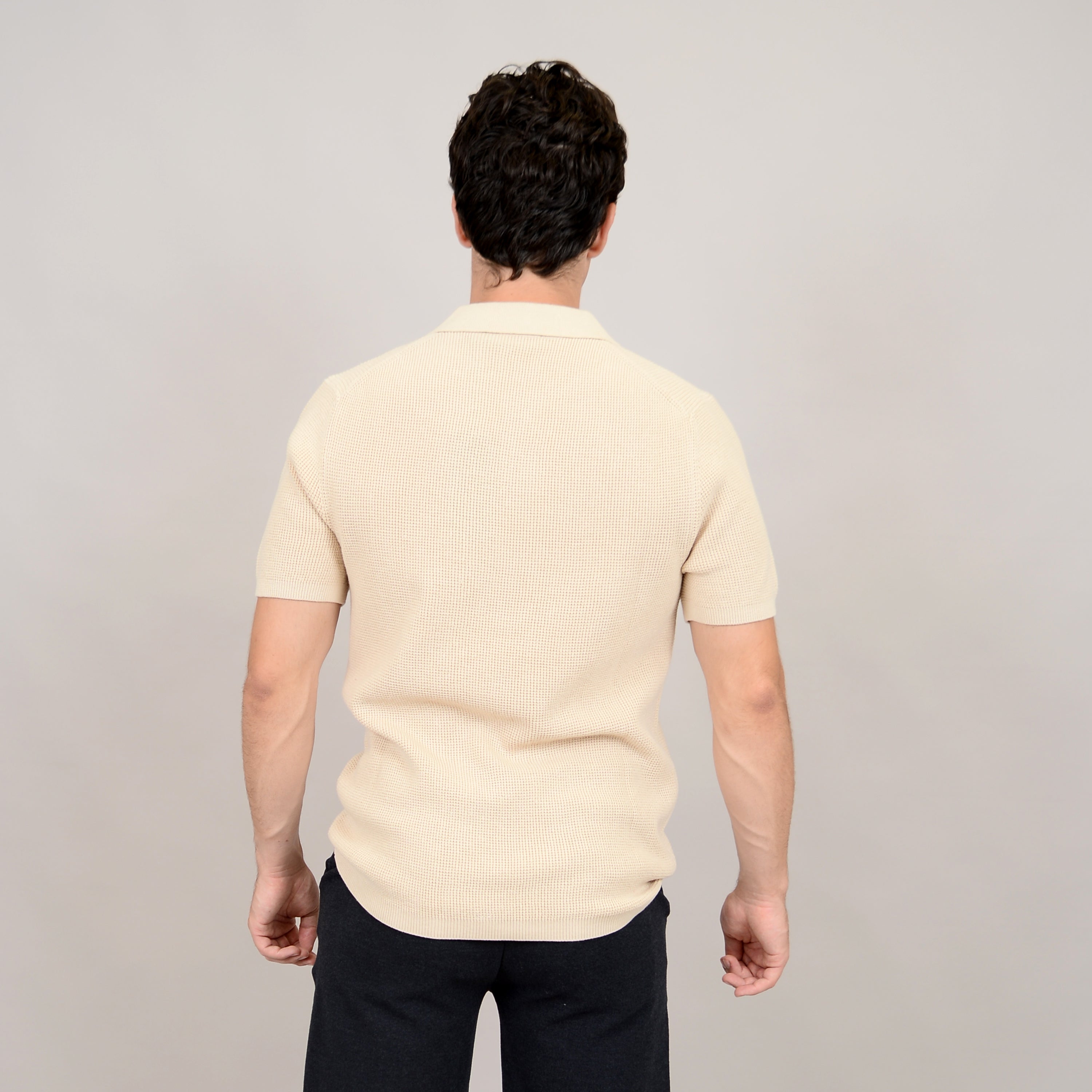 Hedge - Knit Polo in Ecru