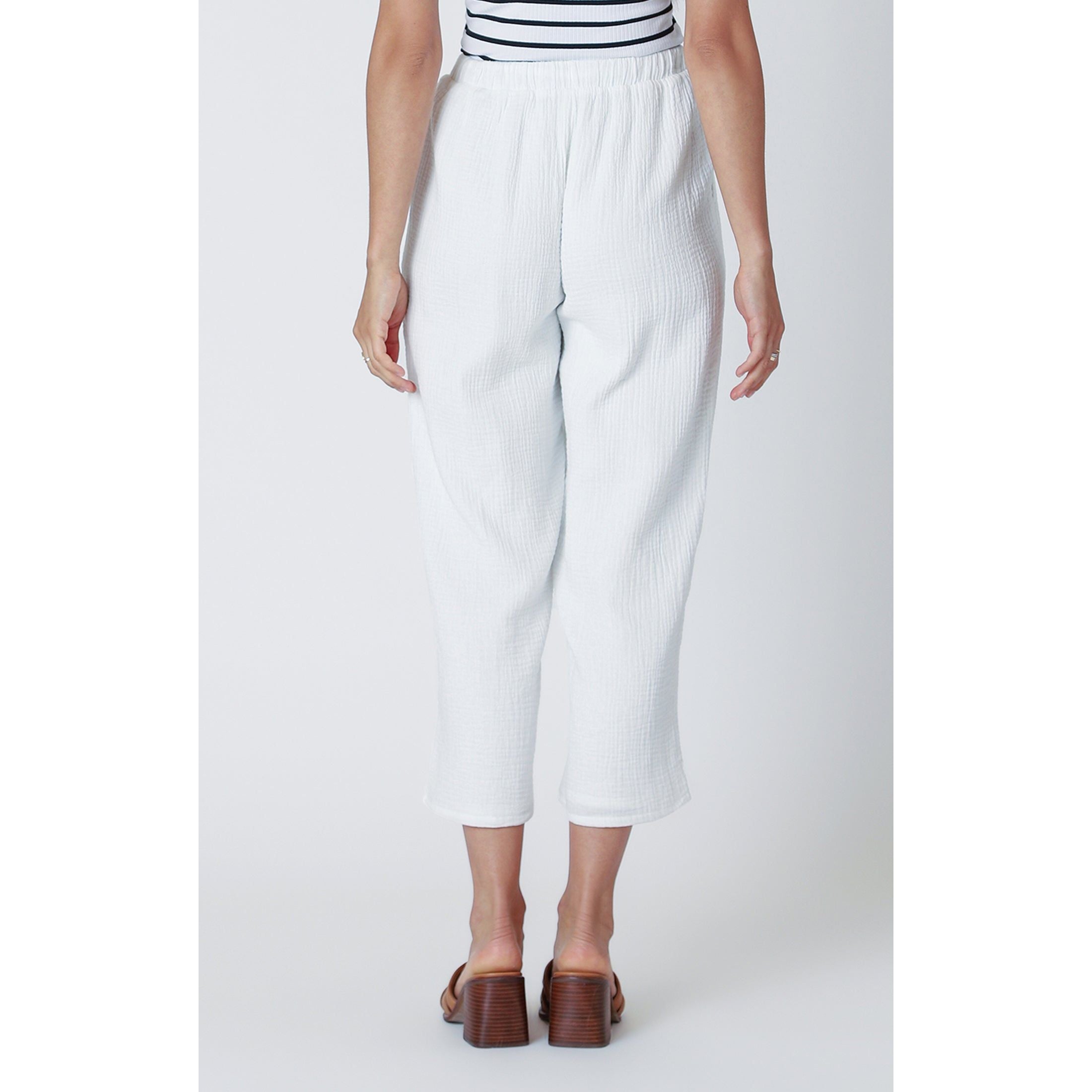 Dex - Pull on Textured Pant in White