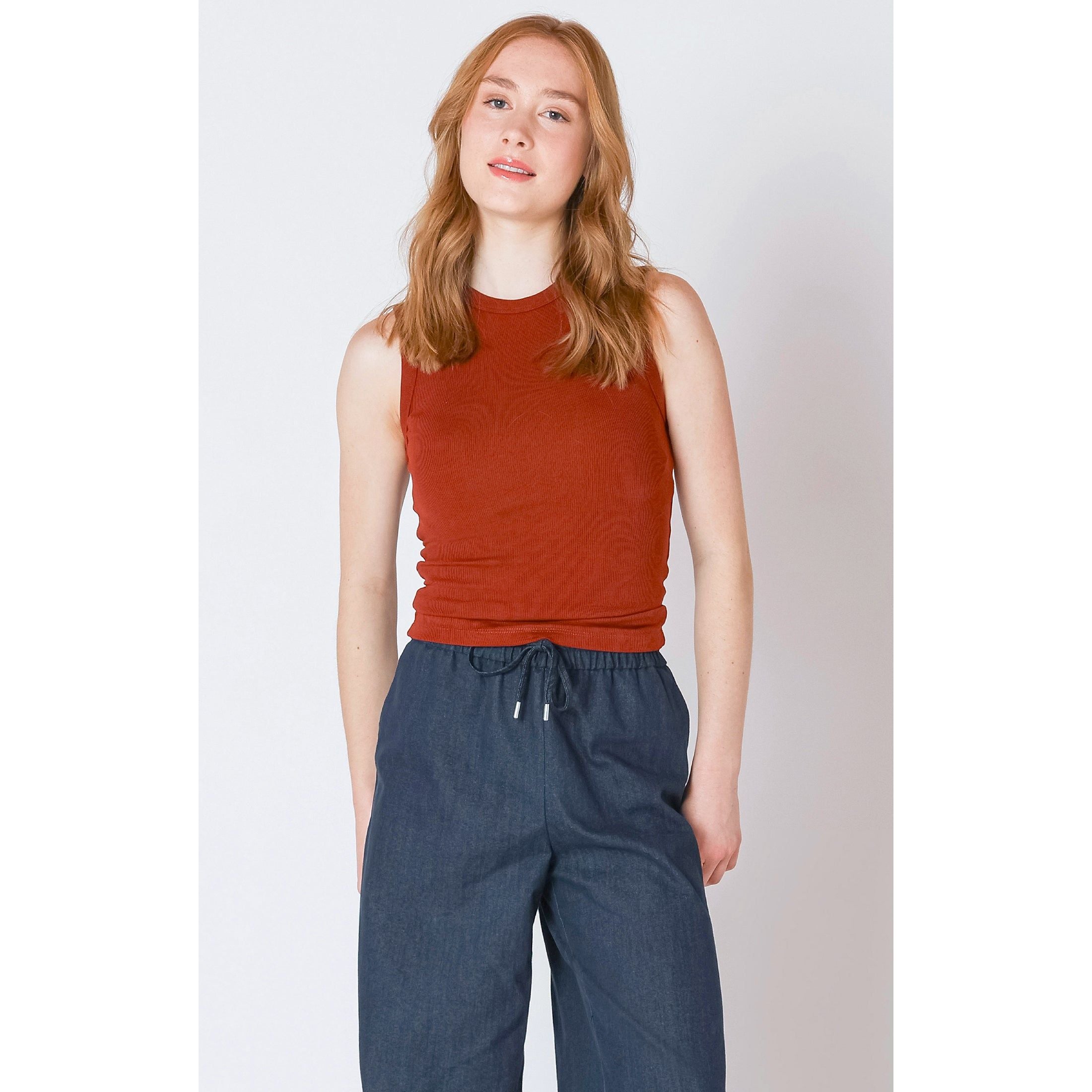 Dex - Ribbed Tank in Burnt Orange