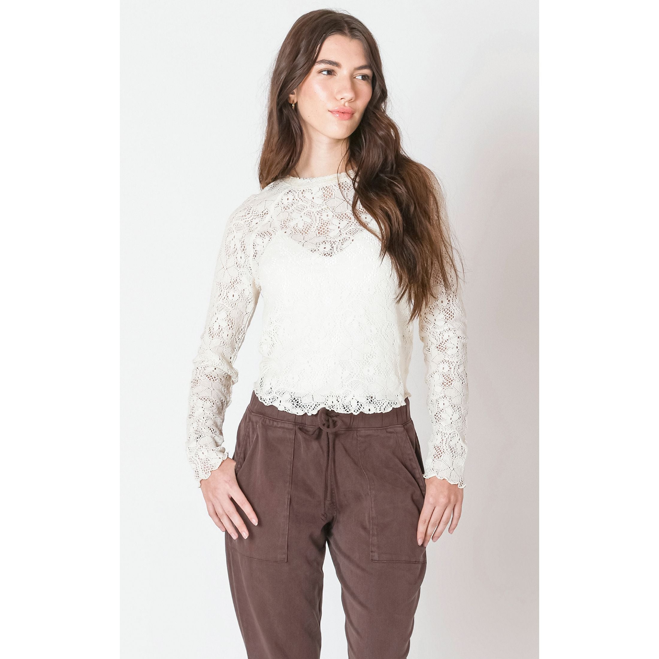 Dex - Exposed Lace Top in Natural