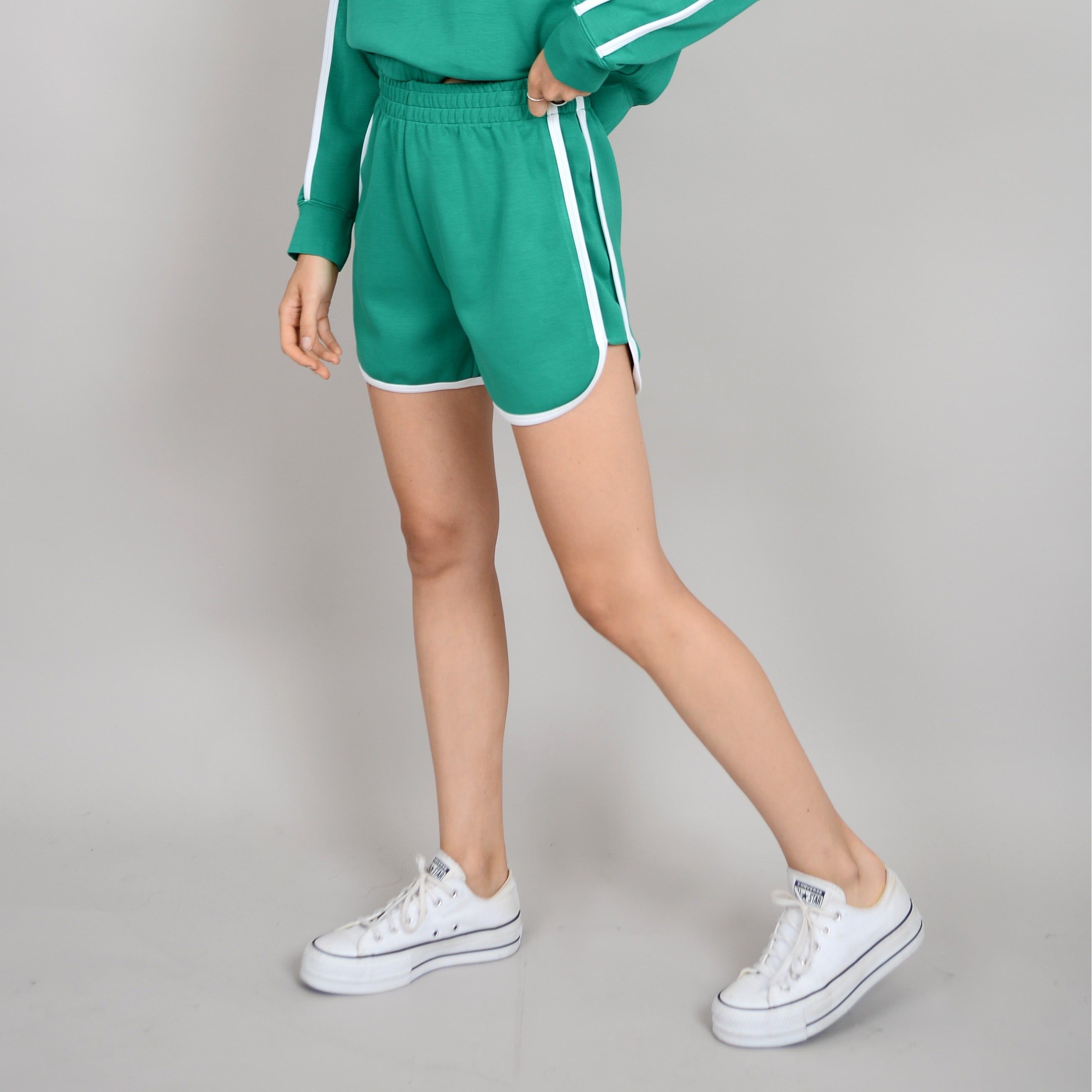 RD Style - Jordi Soft Knit Pull On Short in Creme De Menthe/White