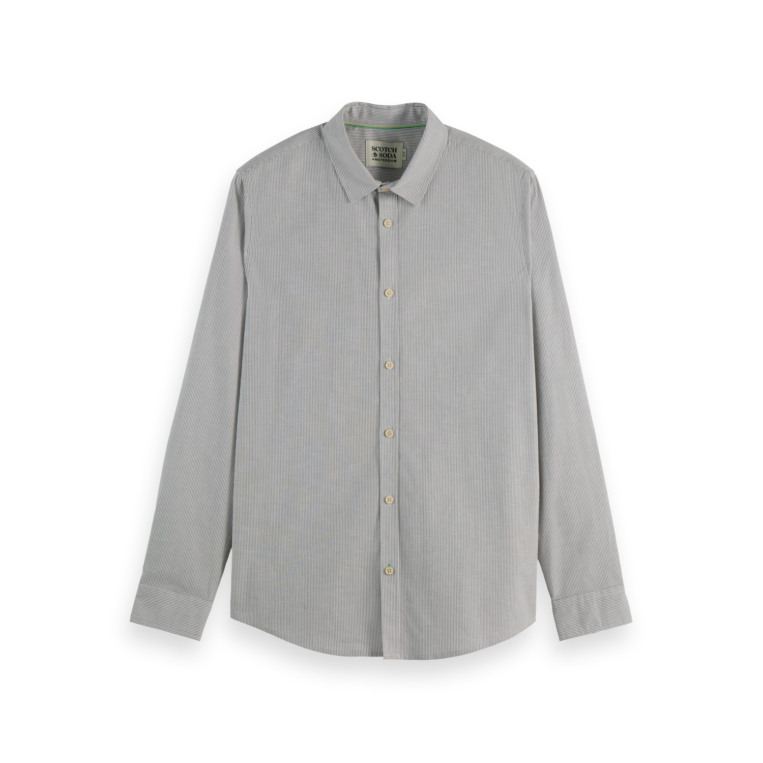 Scotch & Soda - Essentinal Stripe Poplin Shirt in Light Grey