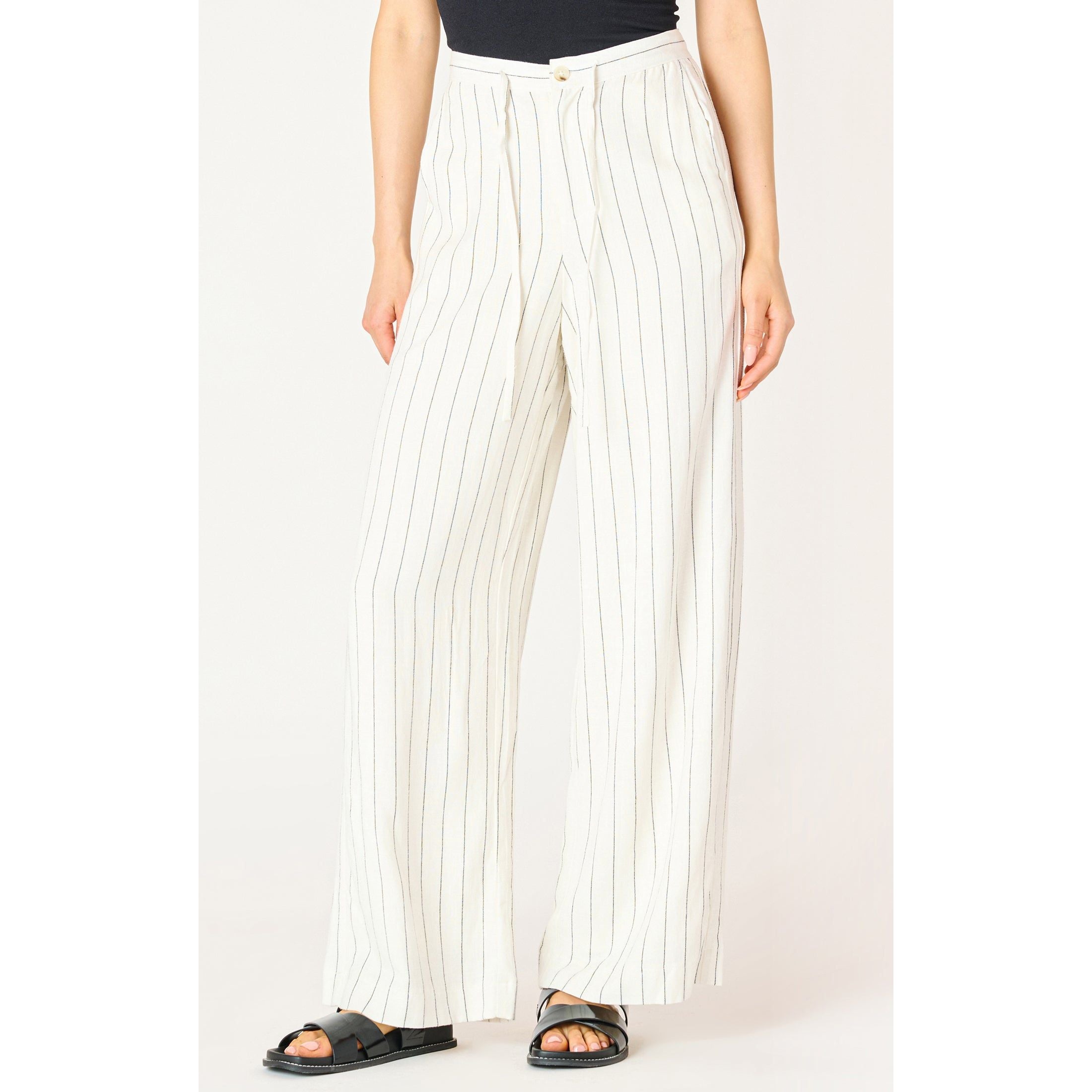 Dex -  Wide Leg Pull On Pant in Sand/Black Stripe