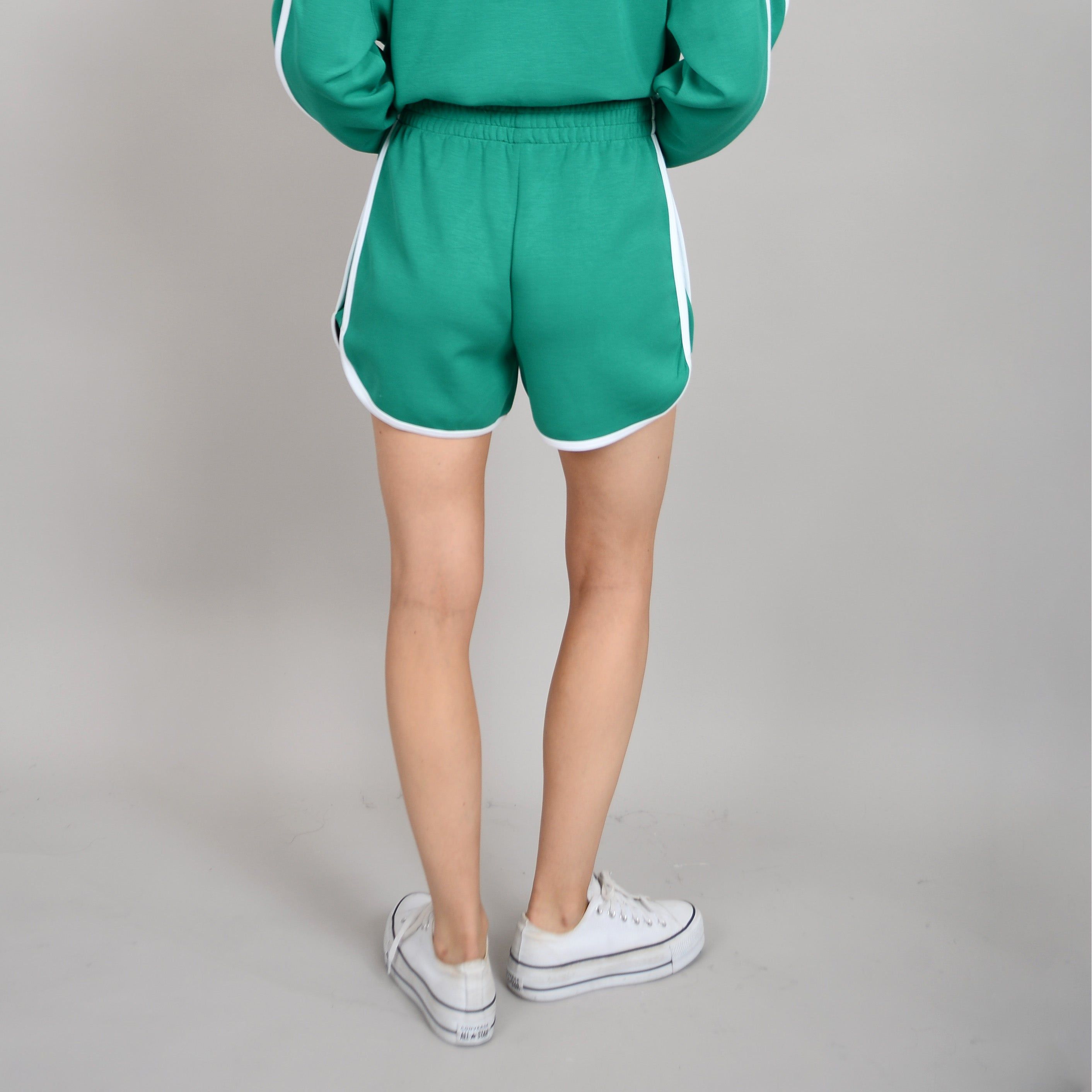 RD Style - Jordi Soft Knit Pull On Short in Creme De Menthe/White