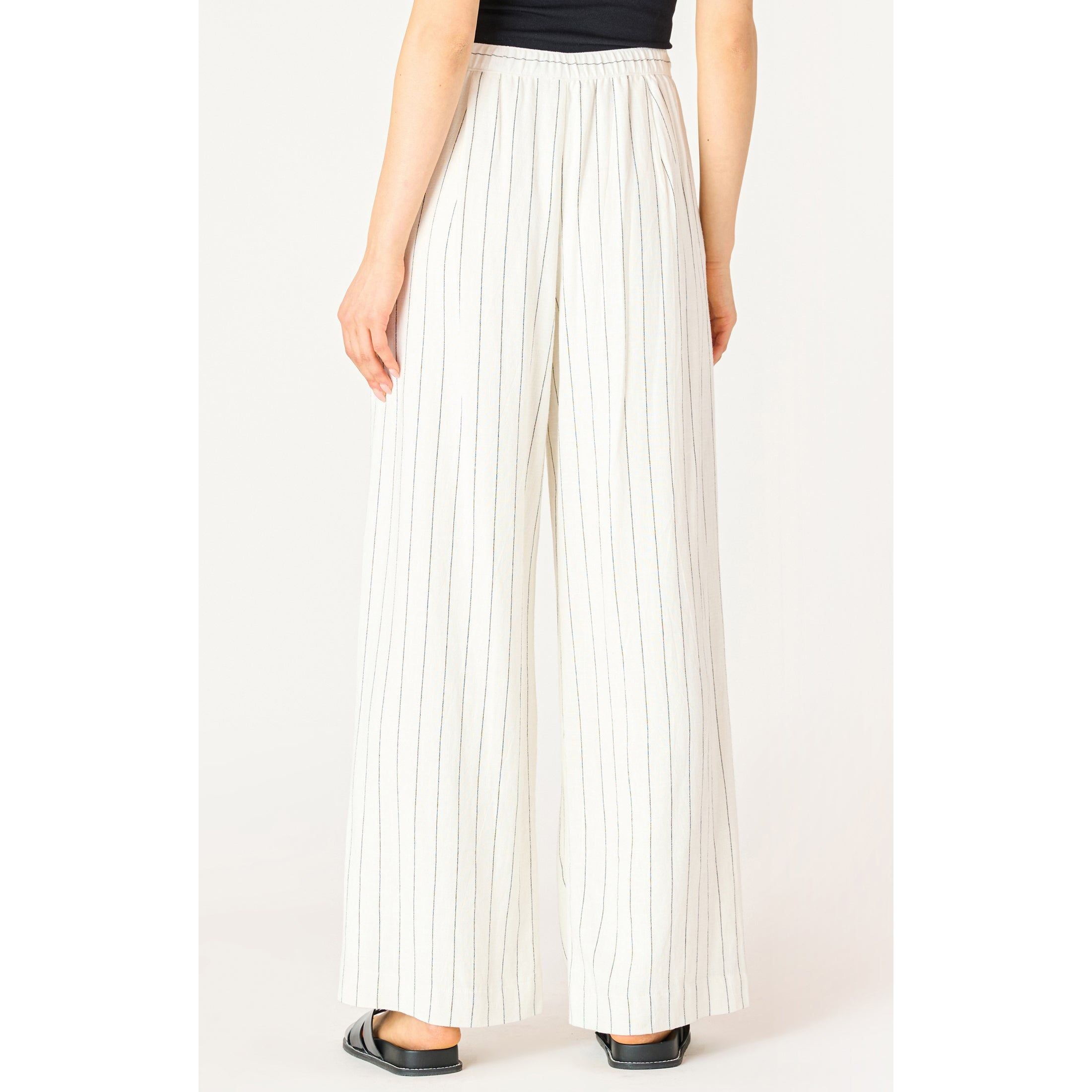 Dex -  Wide Leg Pull On Pant in Sand/Black Stripe