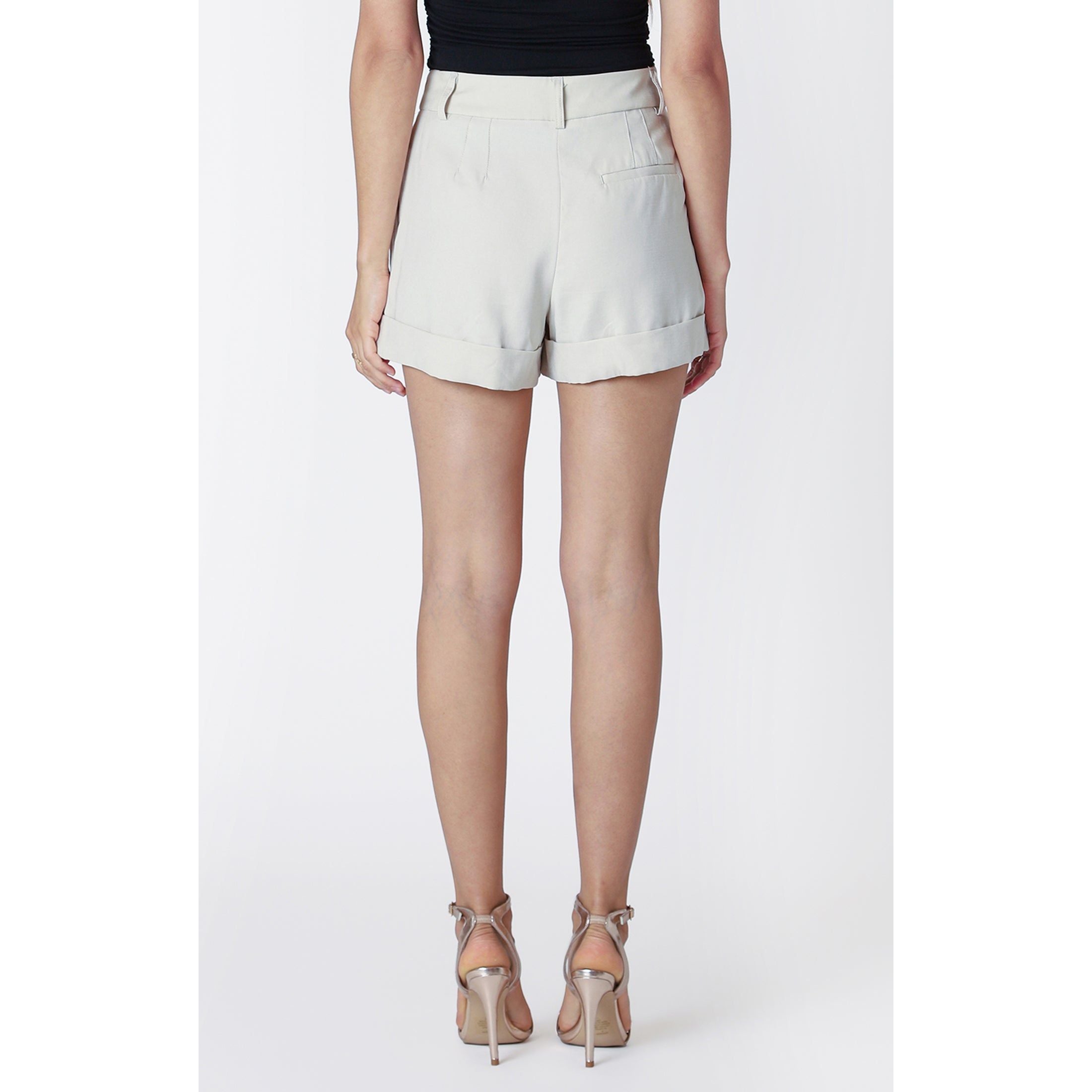 Dex -  Rolled Cuffed Trouser Short in Light Taupe