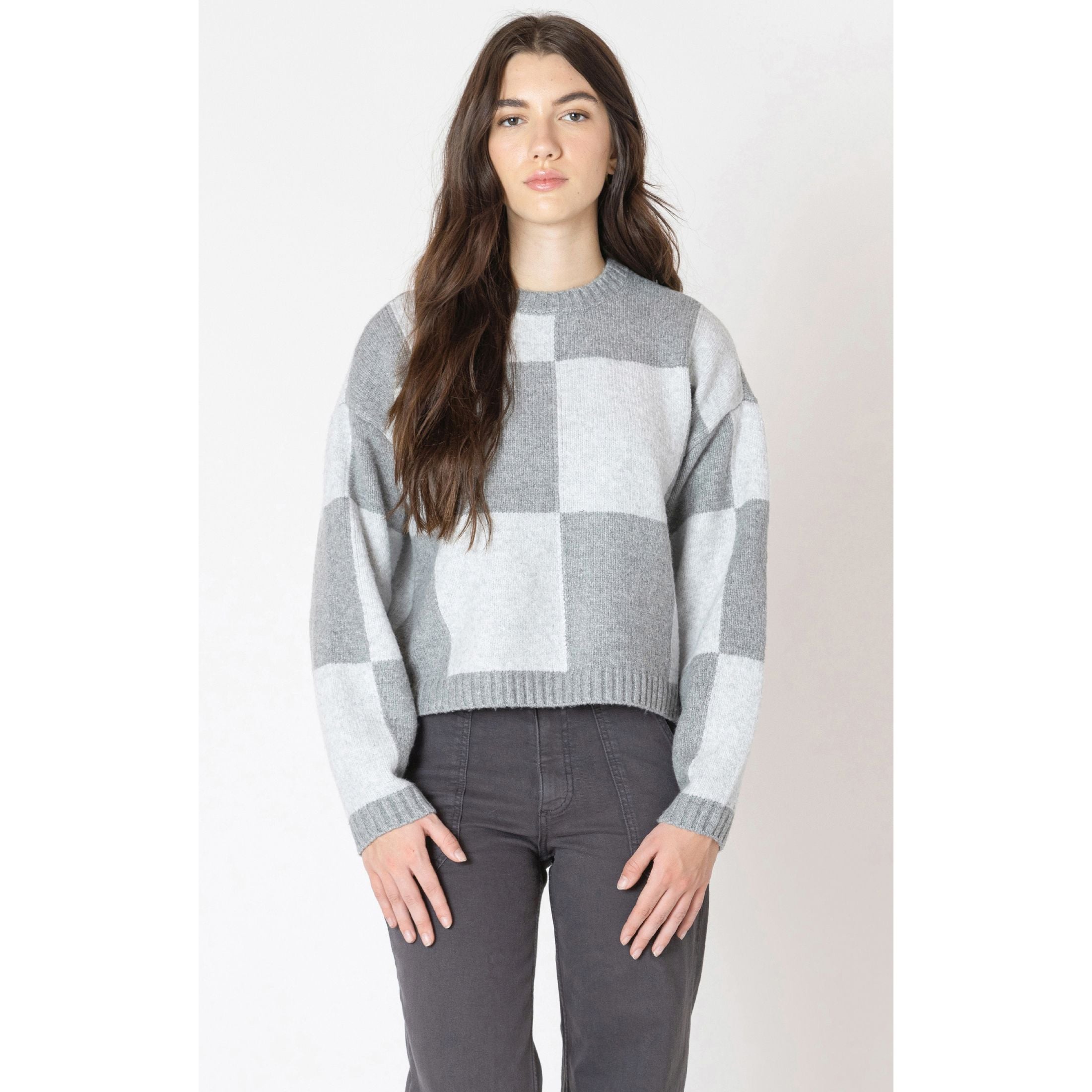Dex - Colour Block Sweater in Heather Grey