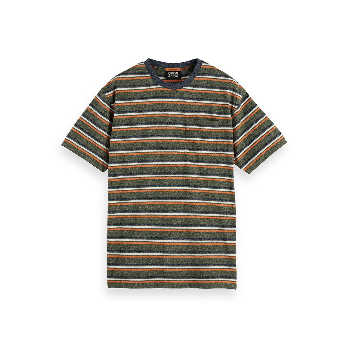 Scotch & Soda - Short Sleeve in Dark Green Stripe