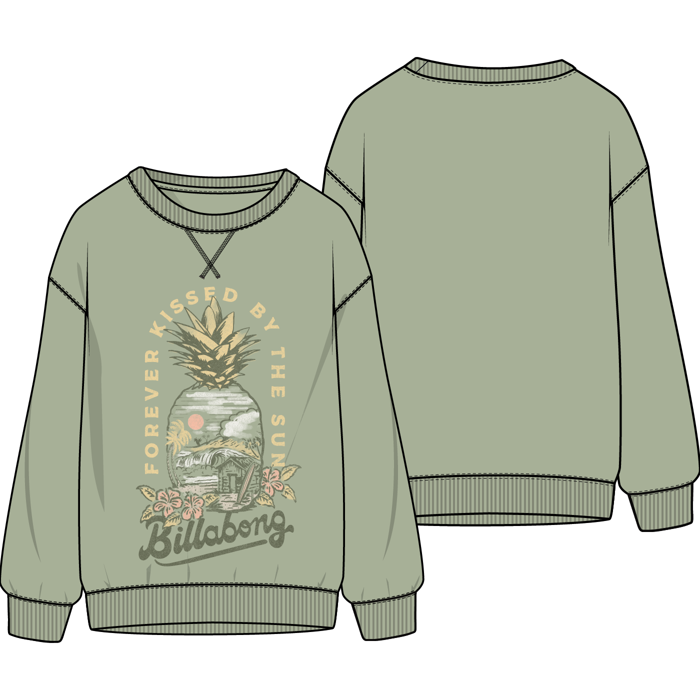 Billabong - Girls Pineapple Kiss Sweatshirt in Pistachio