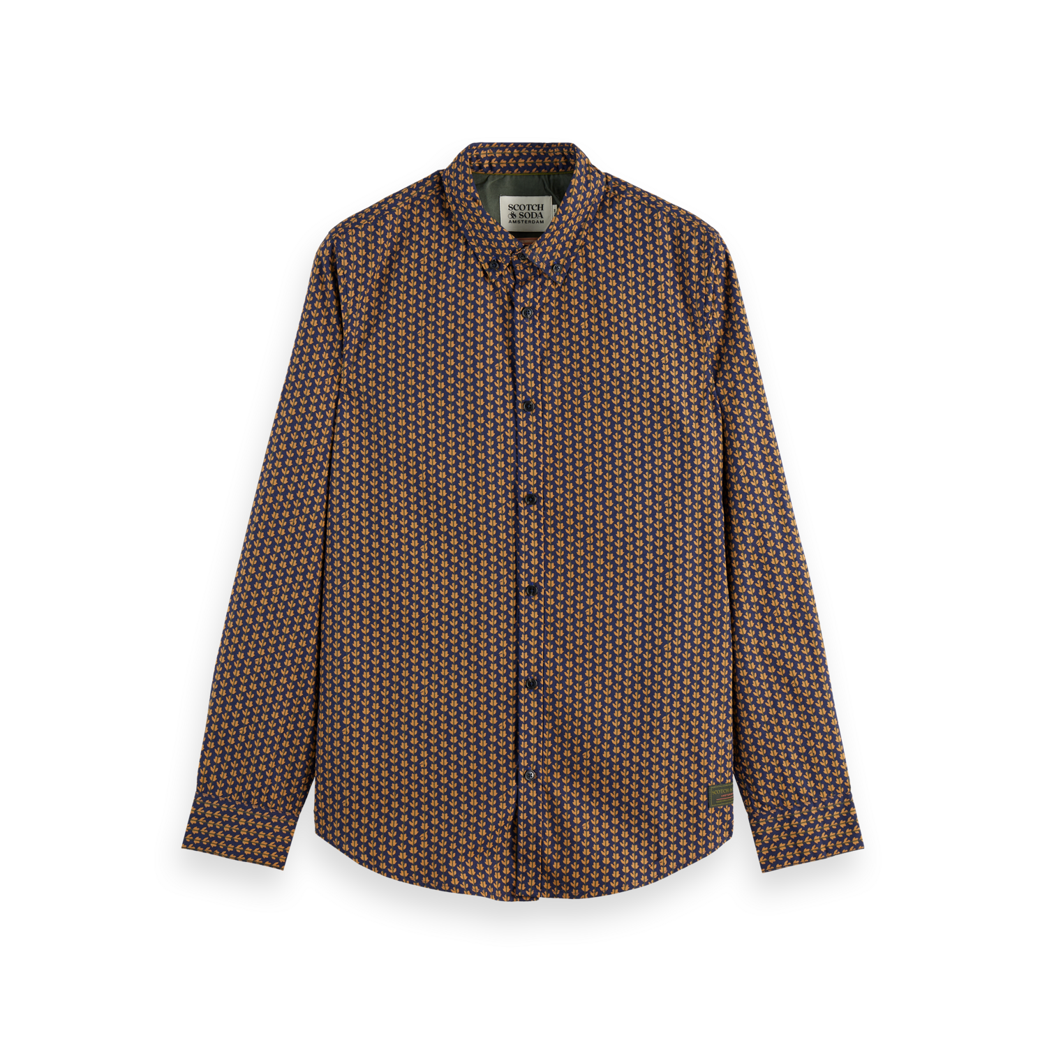 Scotch & Soda - Slim Fit Shirt in Ditsy Leaf Stripe Peacoat