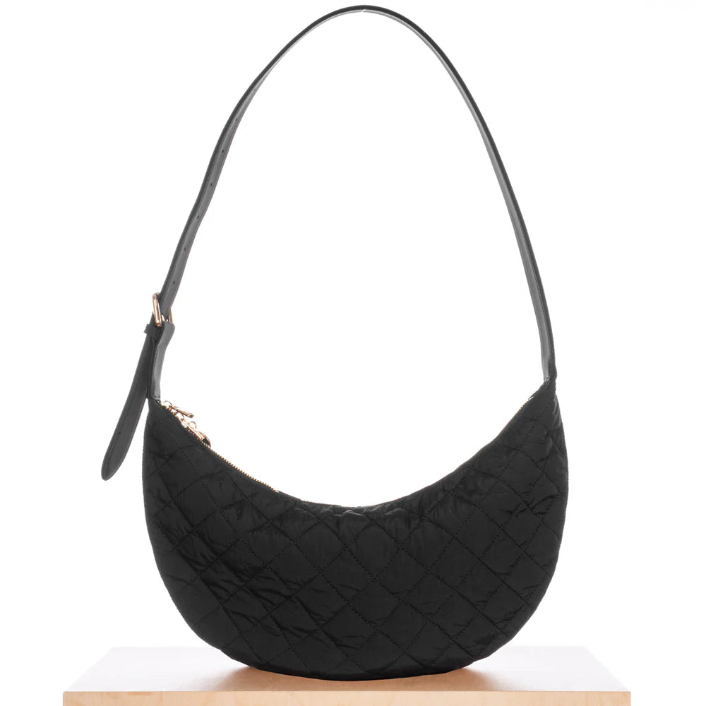 ELA - Slouchy Crossbody Bag in Quilted Black