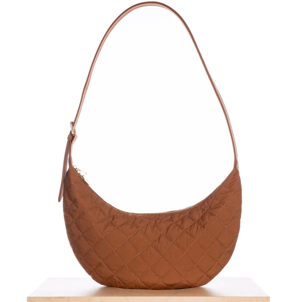 ELA - Slouchy Crossbody Bag in Quilted Walnut