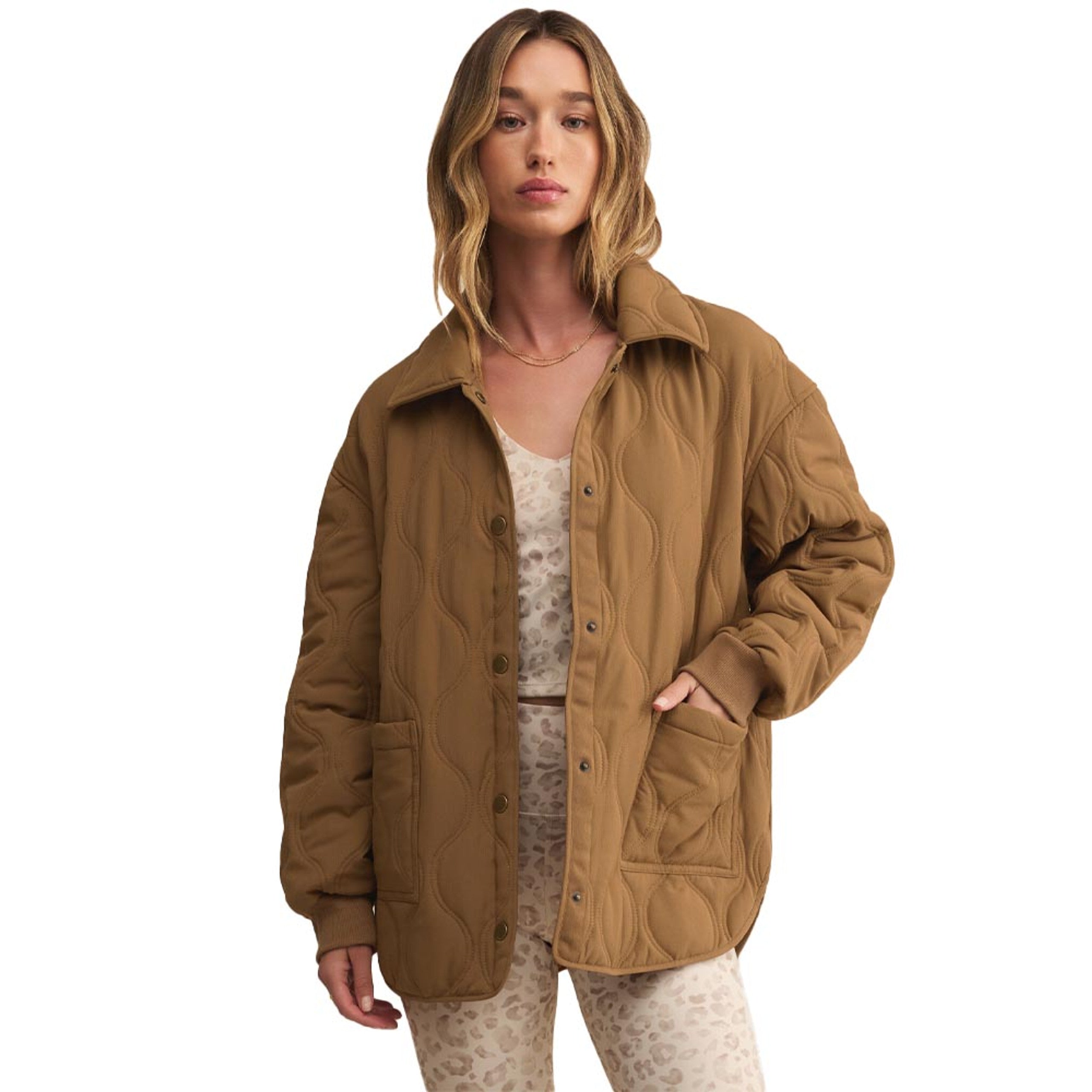 Z Supply - Active Long Distance Quilted Jacket in Toasted Sesame