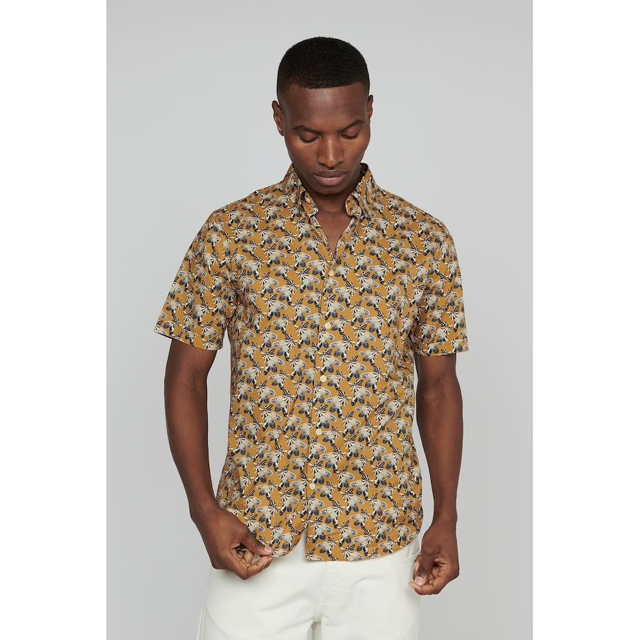Matinique - MAtrostol BU Shirt in Yellow Brown Feather Print