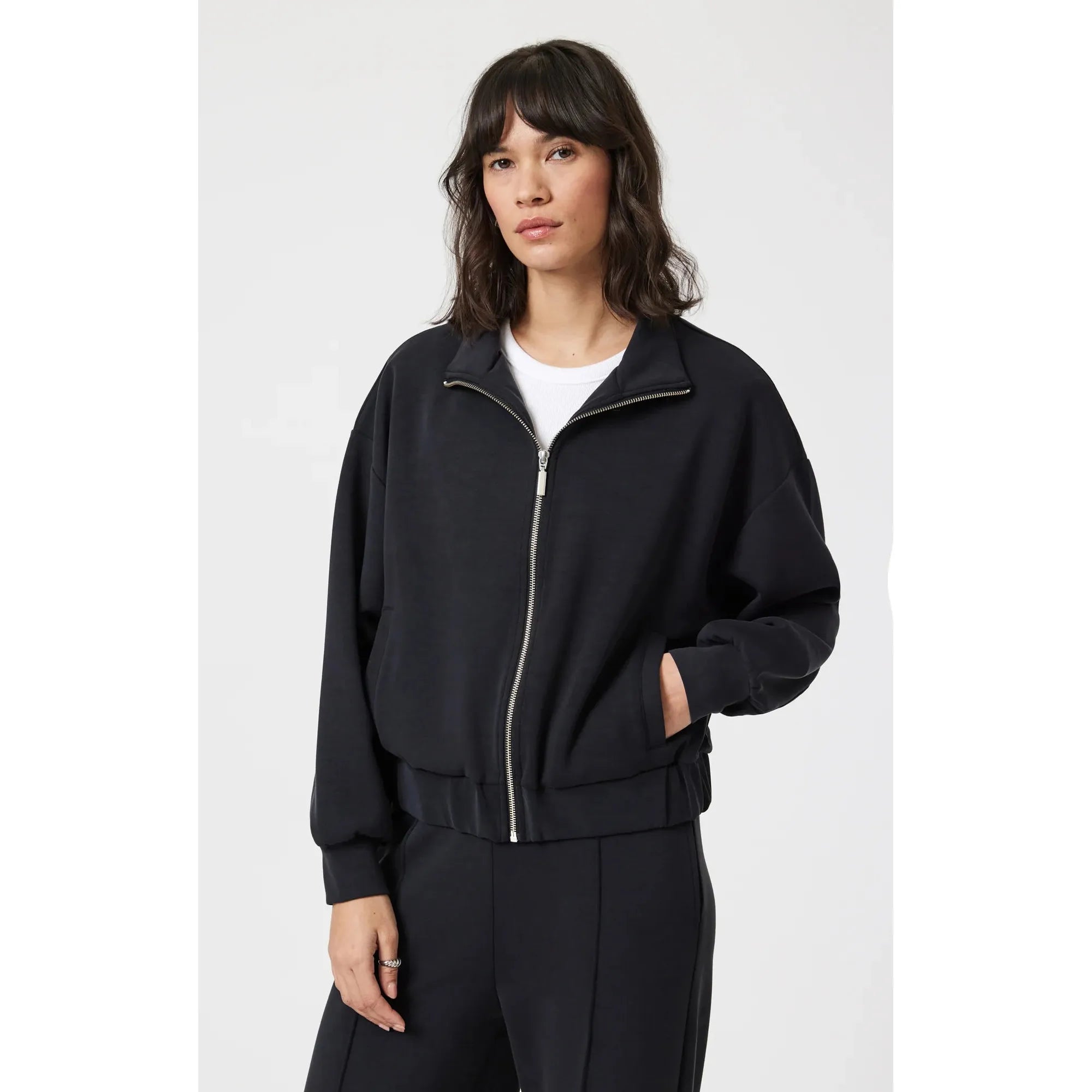 Mavi - Sporty Luxe Tencel™ Full Zip Sweatshirt in Black