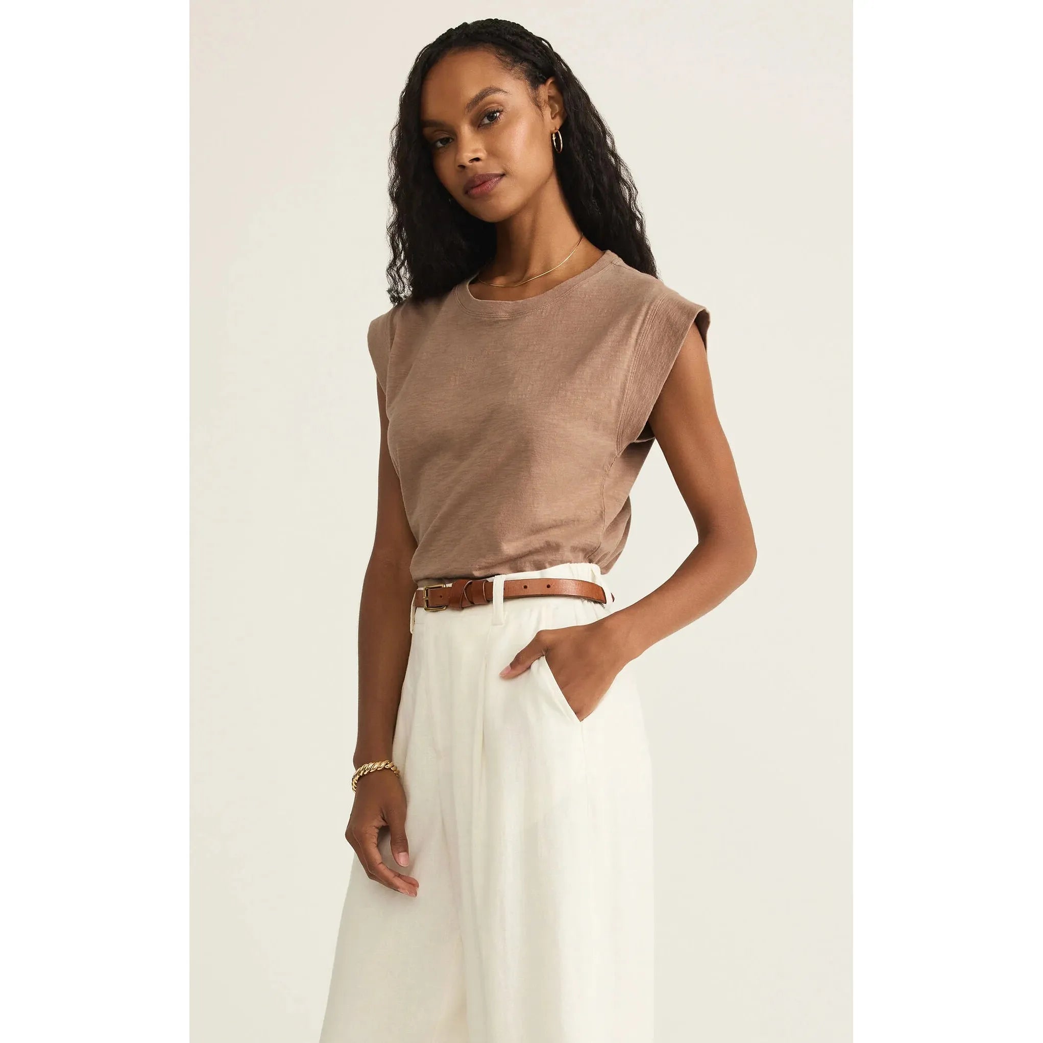 Z Supply - Camino Slub Top in Iced Coffee